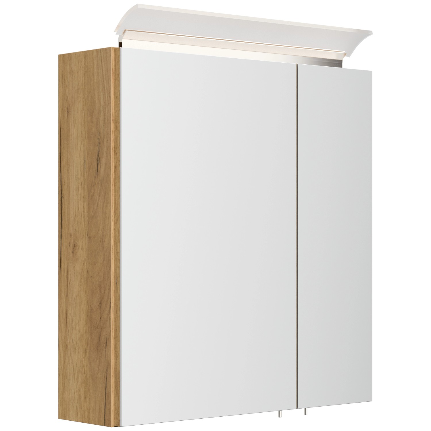 Posseik Spiegelschrank inkl. Design LED-Lampe u. Glasböden 60 cm Eiche Gold