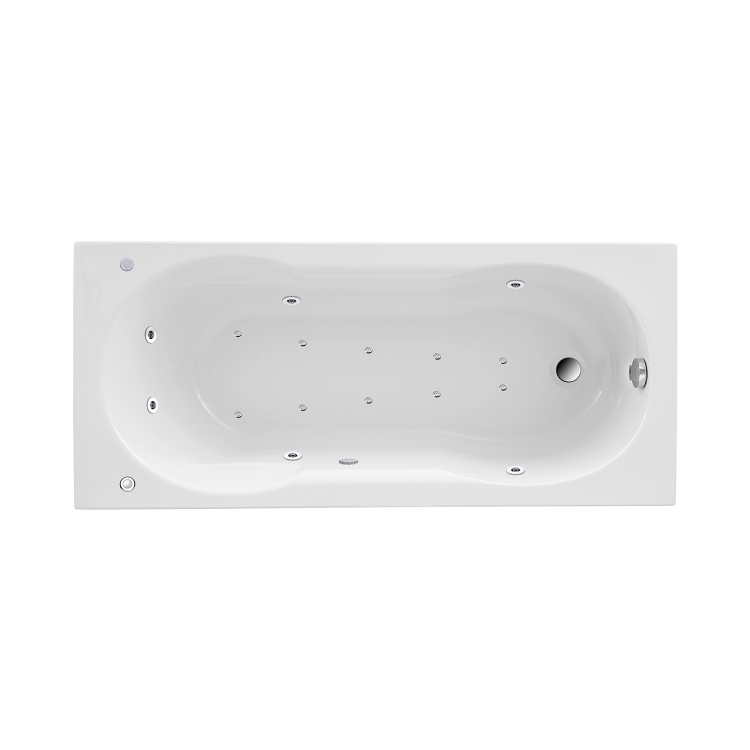 Ottofond Badewanne Nixe 170 cm Weiß inkl. Whirlpool Typ 3 Chrom, pneumatisch
