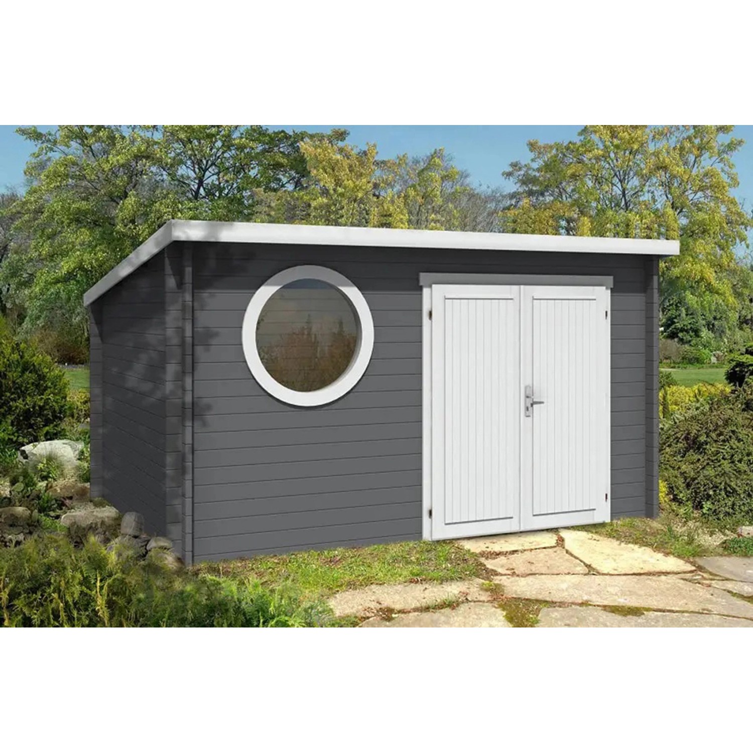 Alpholz Gartenhaus Maria-Rondo 44 B Pultdach Imprägniert 380 cm x 280 cm