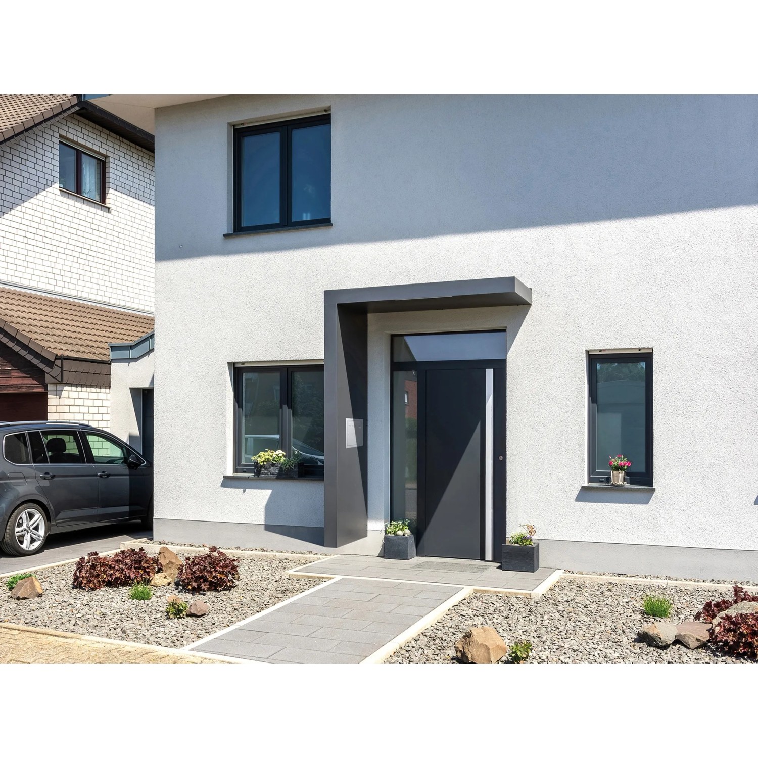 Gutta Rechteckvordach BS PLUS 160 x 90 cm Seite Links und Briefkasten Edelstahl