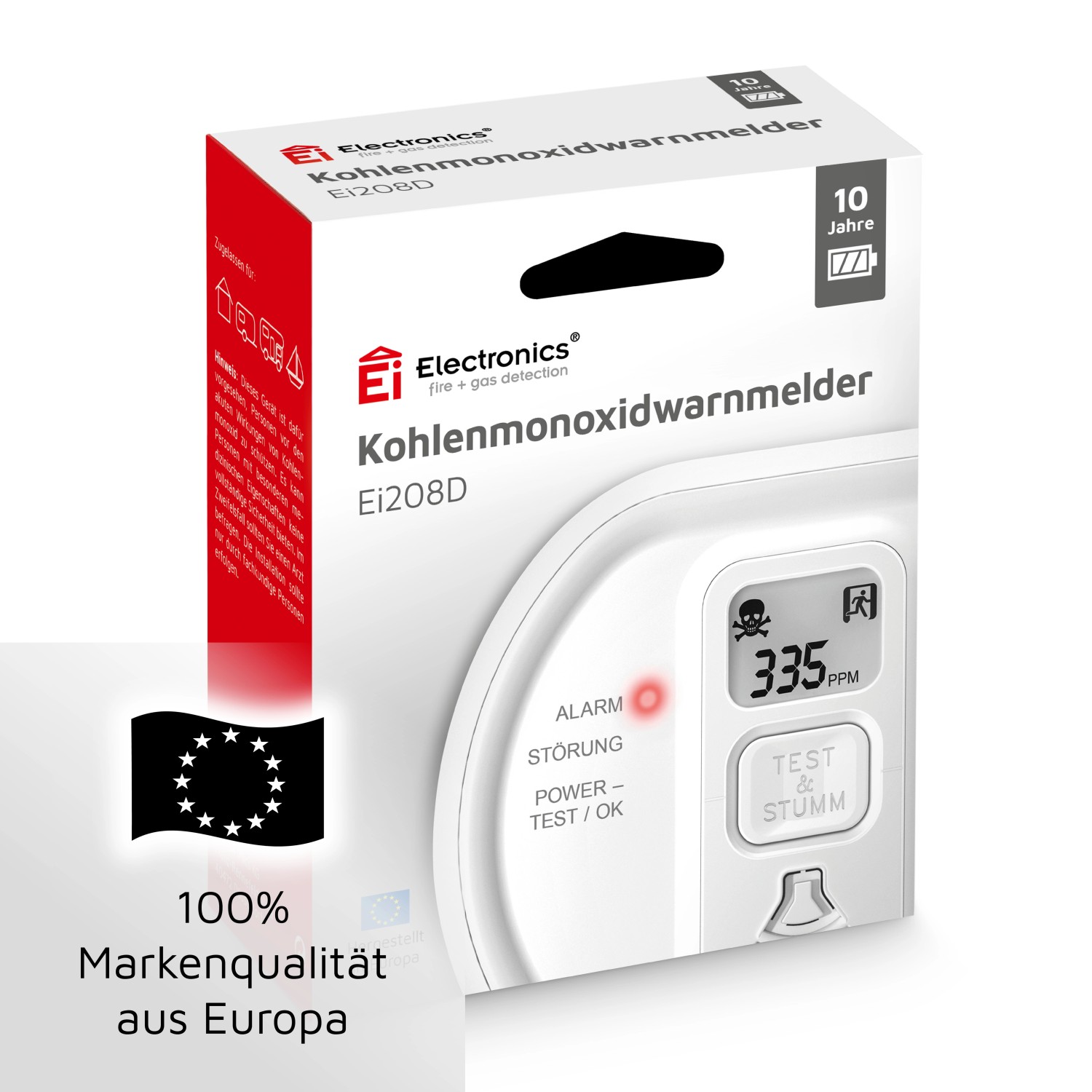 Ei Electronics Kohlenmonoxid-Melder Ei208D mit 10-Jahres-Batterie und Display