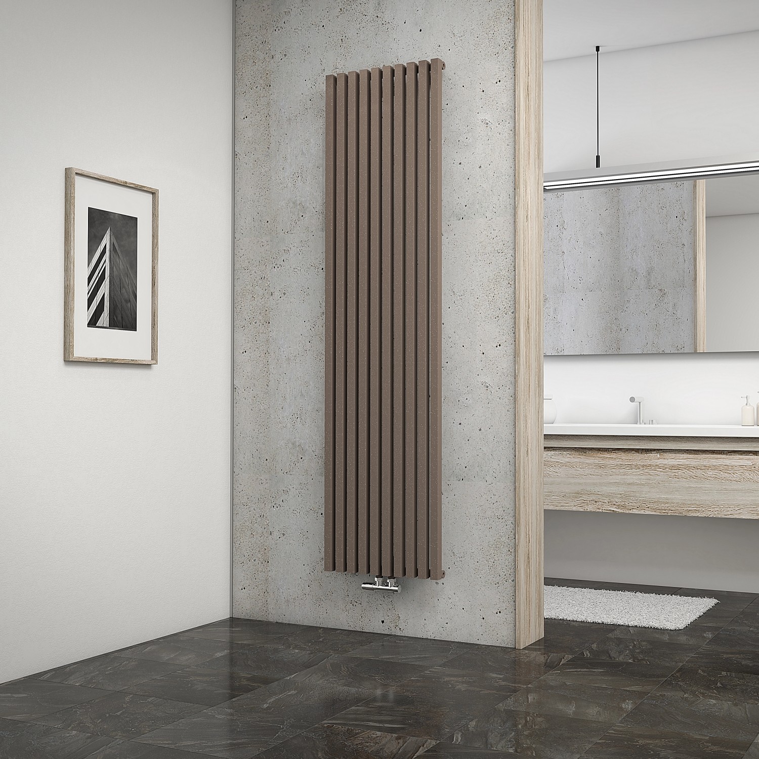 Schulte Design-Heizkoerper Lyon mit 1094 W Leistung in Café-Braun, 1800x462mm