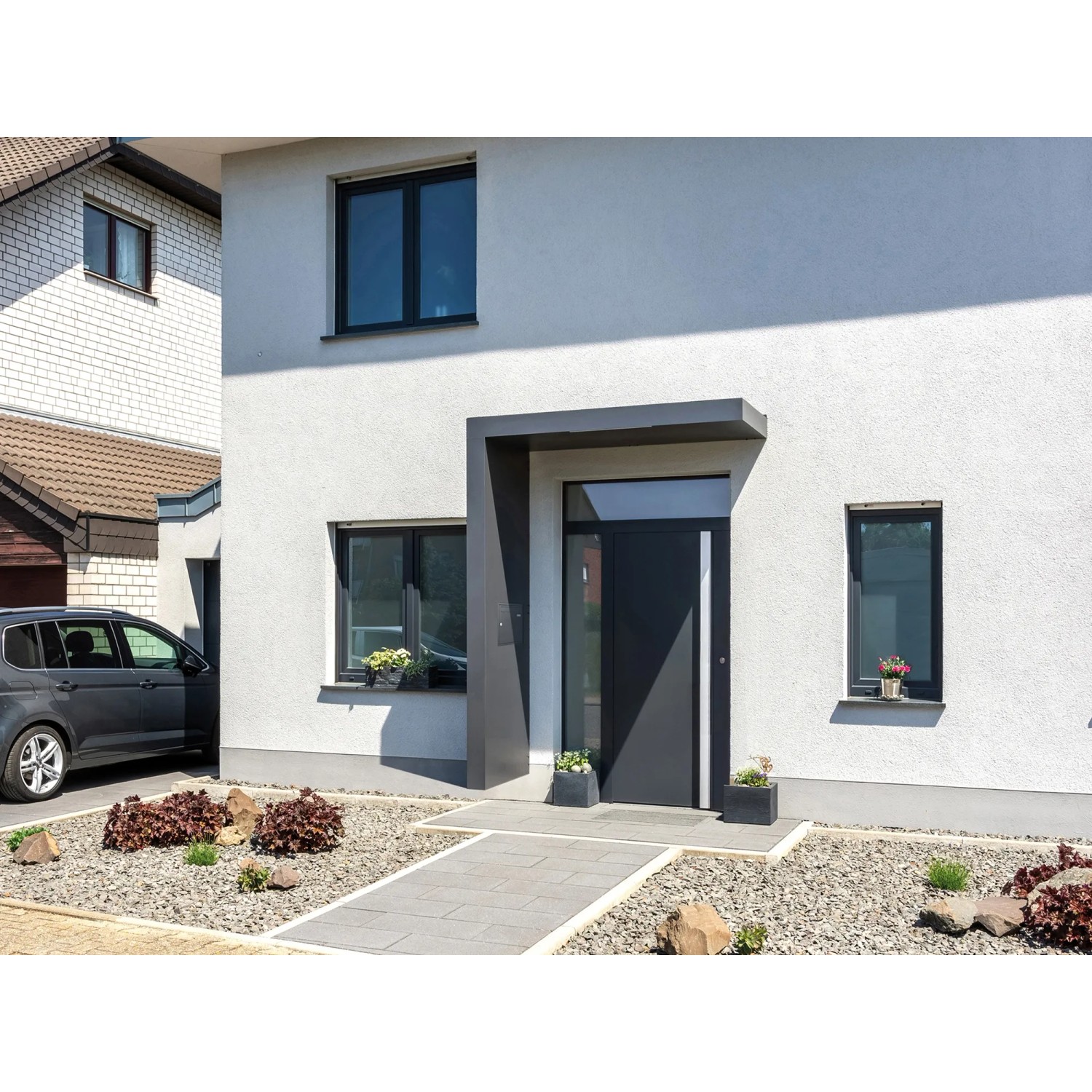 Gutta Rechteckvordach BS PLUS 160 x 90 cm Seite Links und Briefkasten Anthrazit