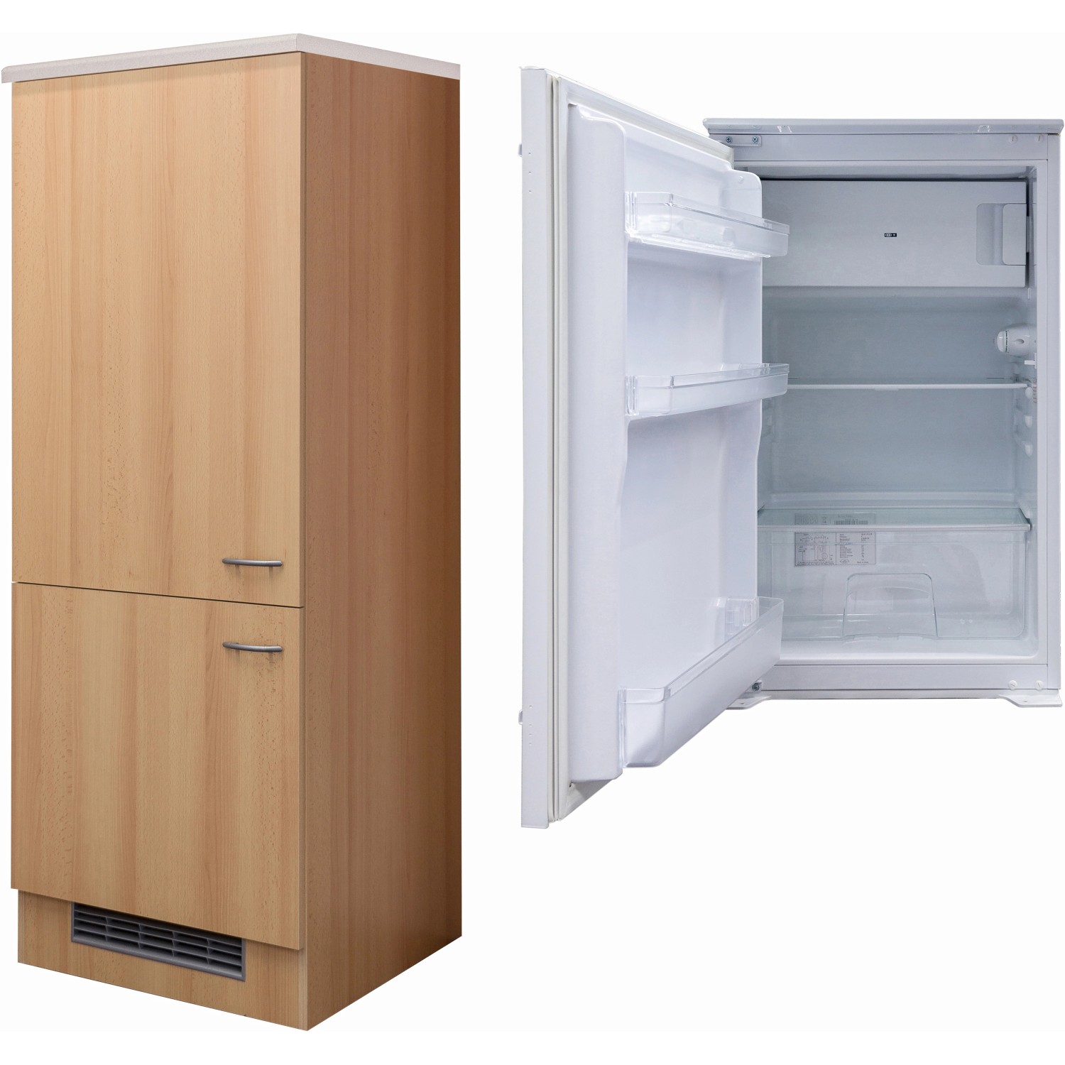 Flex-Well Exclusiv Kühlschrank-Umbau Nano mit Kühlschrank PKM KS 120.4A+ EB