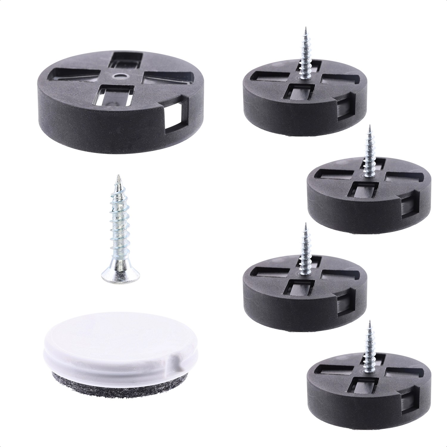 Wagner Gleiter 2in1 QuickClick 12-teilig Duo Equalizer Ø 30 mm Schwarz-Weiß