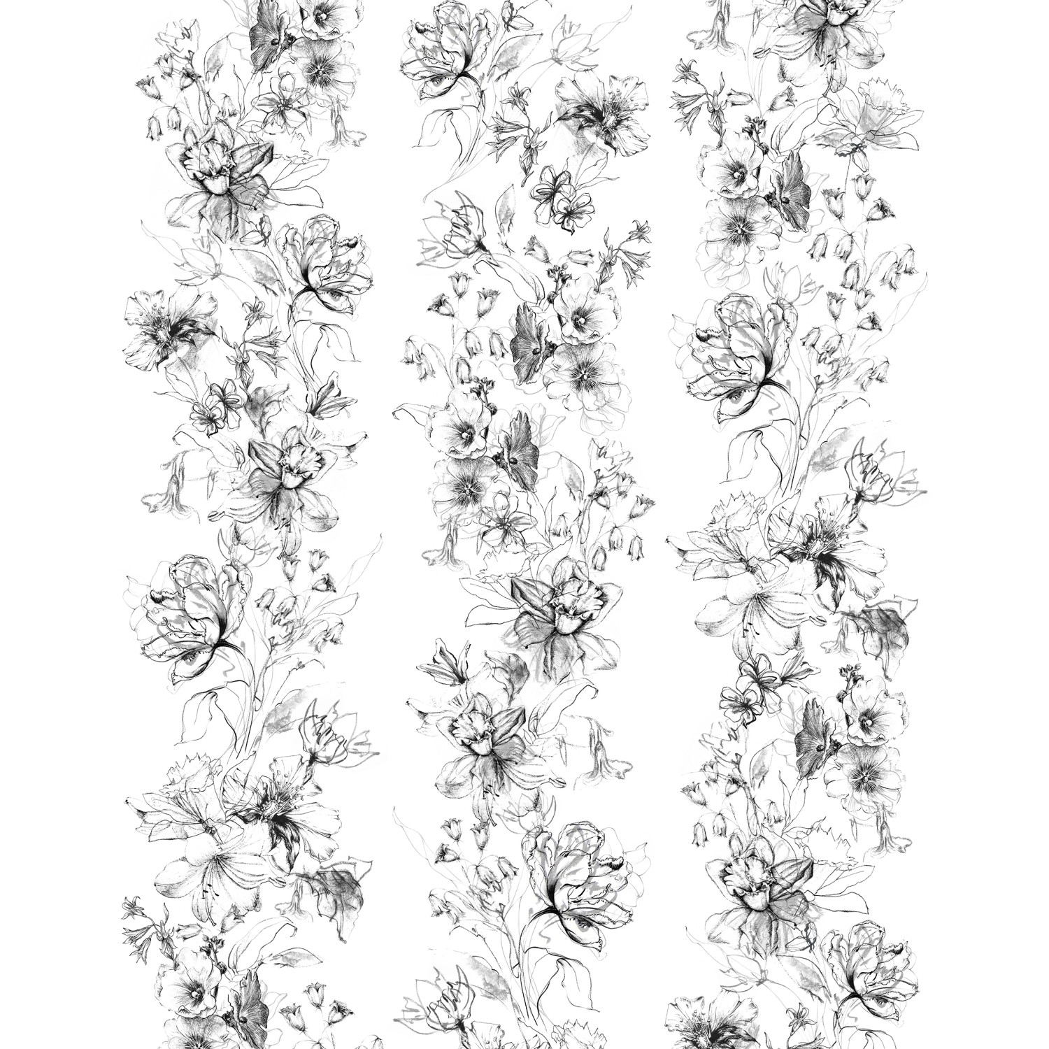 Marburg Vliestapete Blumen Crushed-Optik Modern 270 cm x 210 cm Schwarz