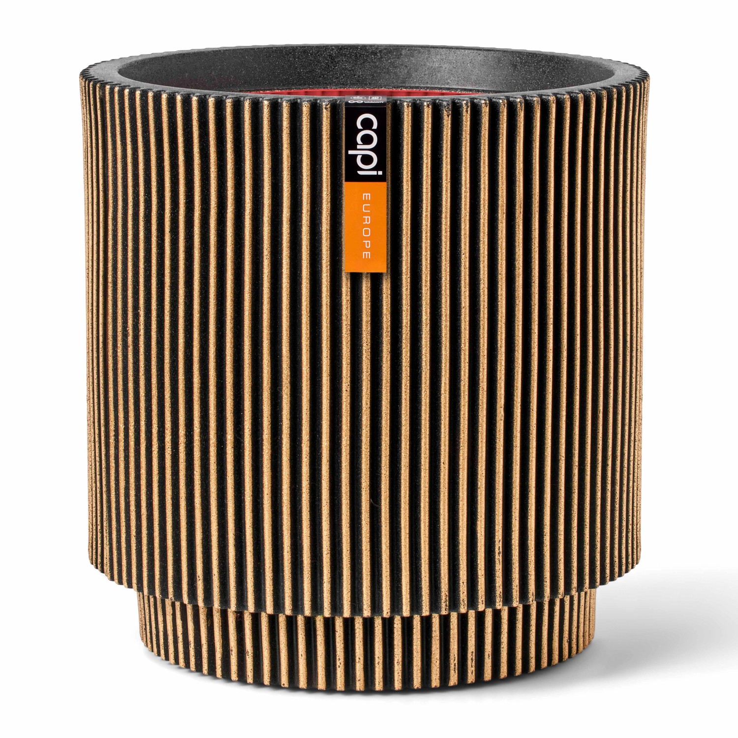 Capi Pflanzgefäß Zylinder Groove Ø 43,5 cm x 46 cm Gold-Schwarz