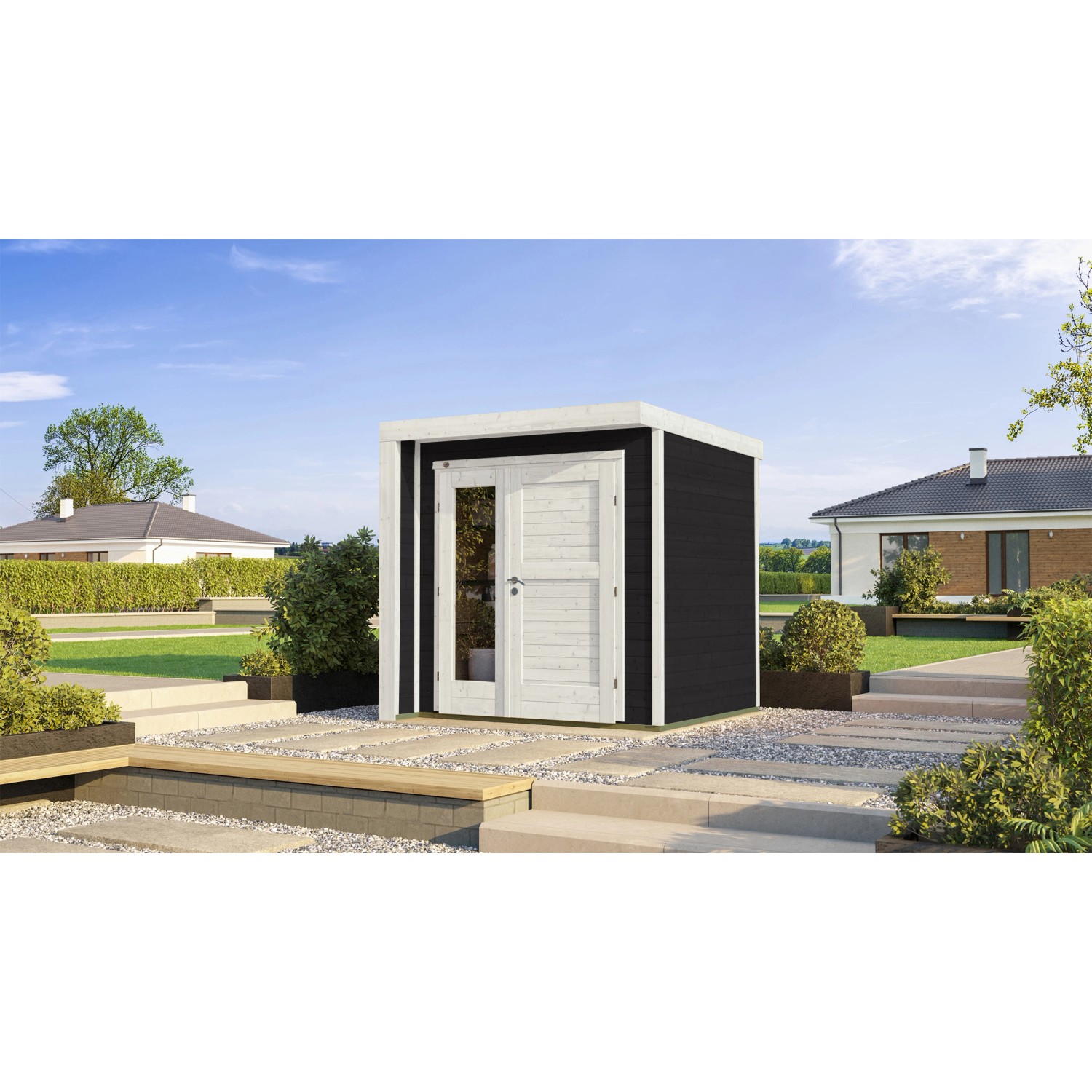 Weka Holz-Gartenhaus Designhaus 262 Flachdach Lackiert 215 cm