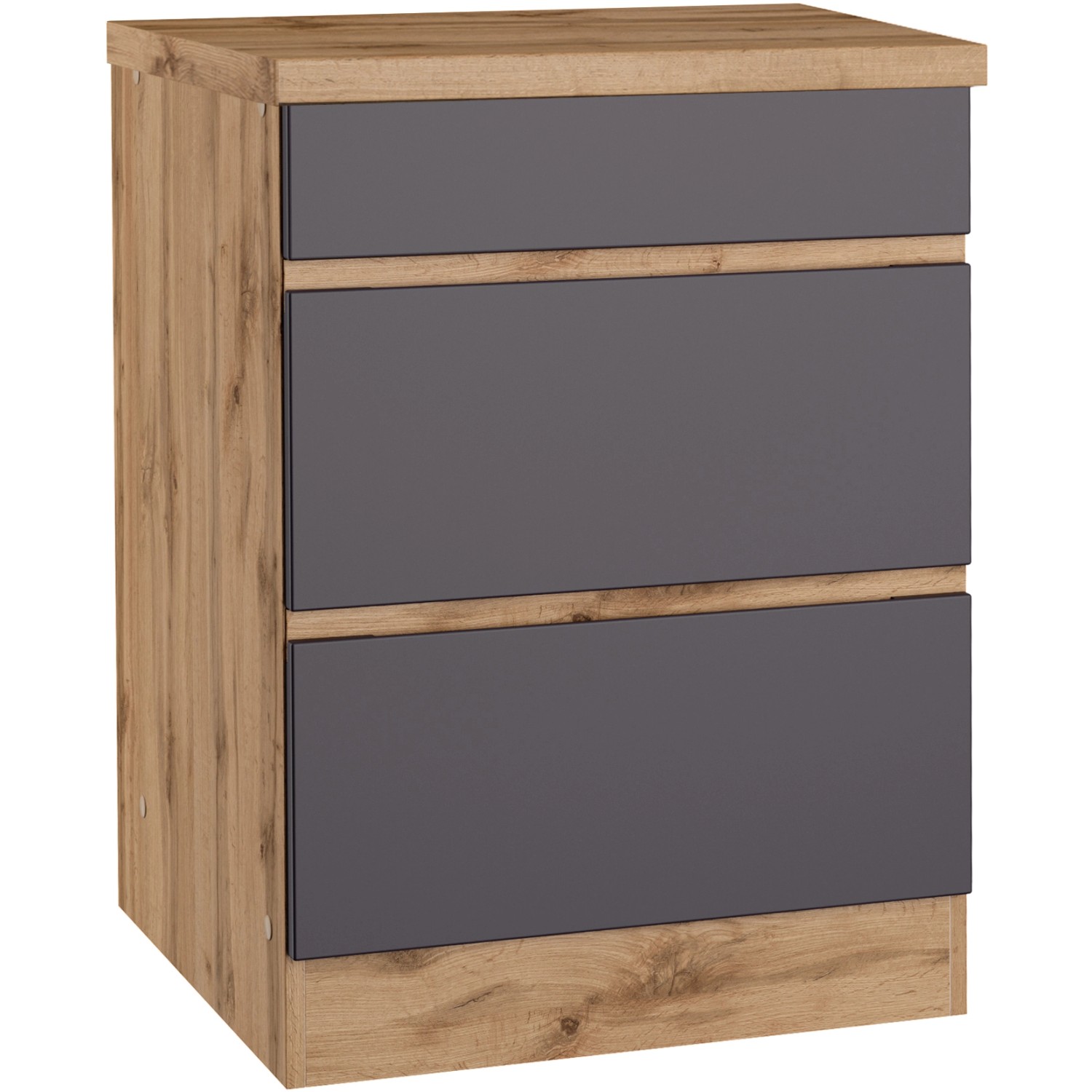 Held Möbel Küchen-KochfeldKüchen-Umbauschrank Turin 60 cm Graphit/Wotaneiche