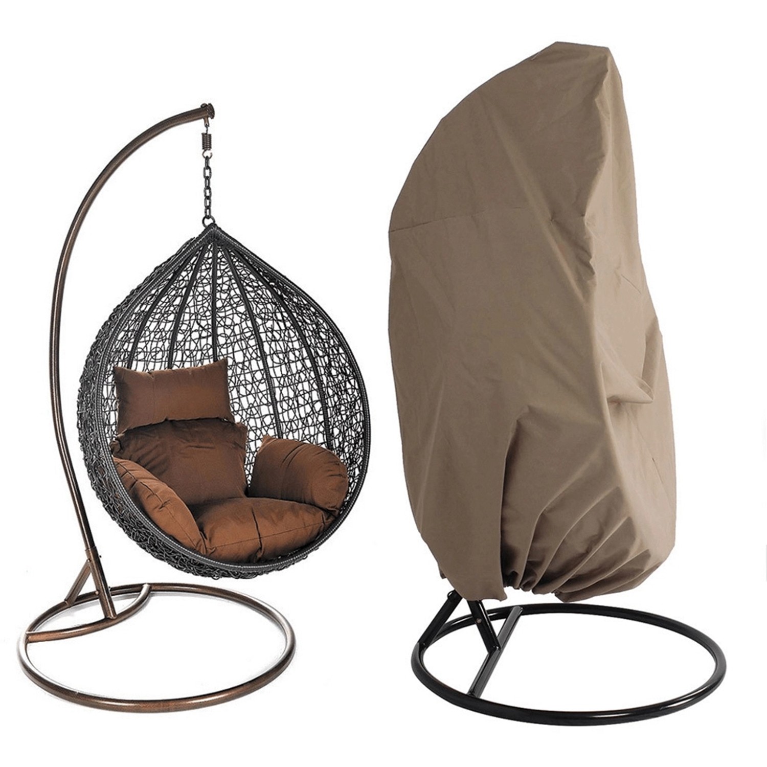 Home Deluxe Hängesessel Cielo Polyrattan Grau inkl. Regenabdeckung