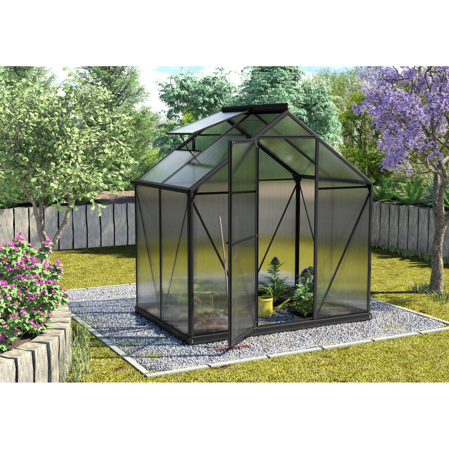 Vitavia Gewächshaus Triton 2500 Schwarz 2,5 m² inkl. Fundamentrahmen