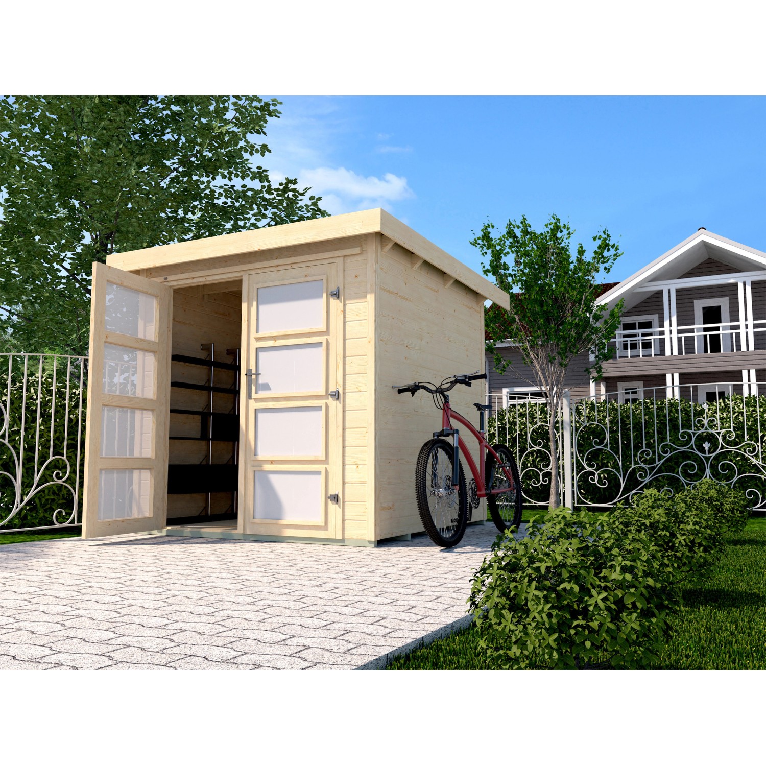 Weka Holz-Gartenhaus Pesaro Flachdach Unbehandelt 198 cm x 237 cm