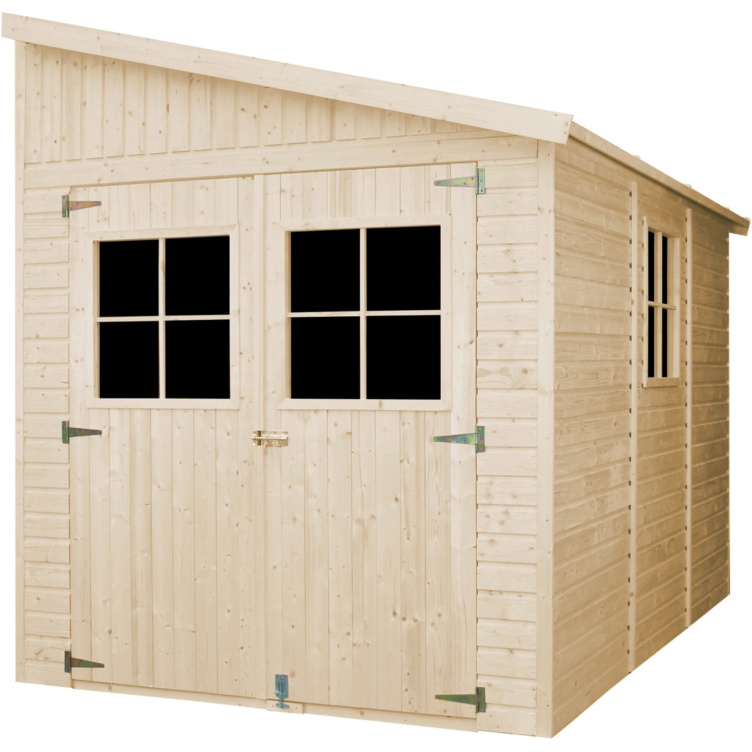 Timbela Anbau-Gartenhaus Holz M339A+M339G 6 m² mit Seitenwand und Boden