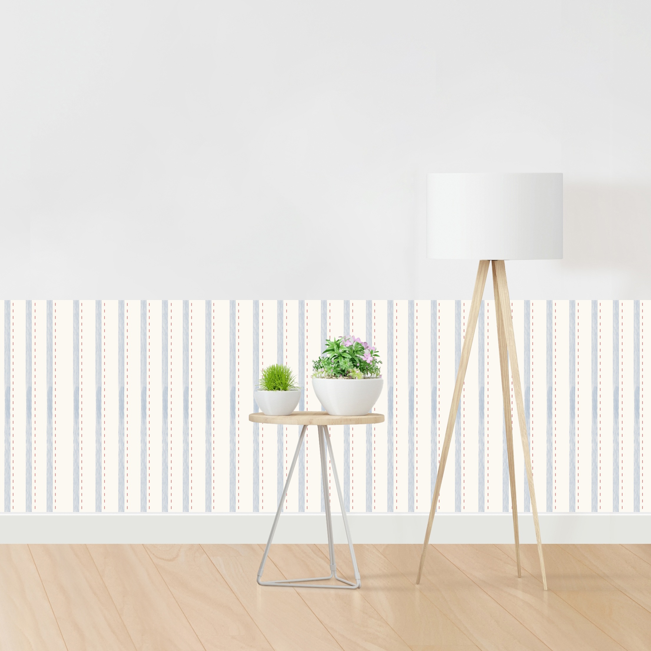 queence Bordüre »Wandbordüre Hellblau und Rot 250x90cm« Nadelstreifen Streifen bedruckt gepunktet gestreift mehrfarbig natürlich seidenmatt glatt Wandpaneele, selbstklebend, Tapete, Sticker, gestreifte Wandtattoos