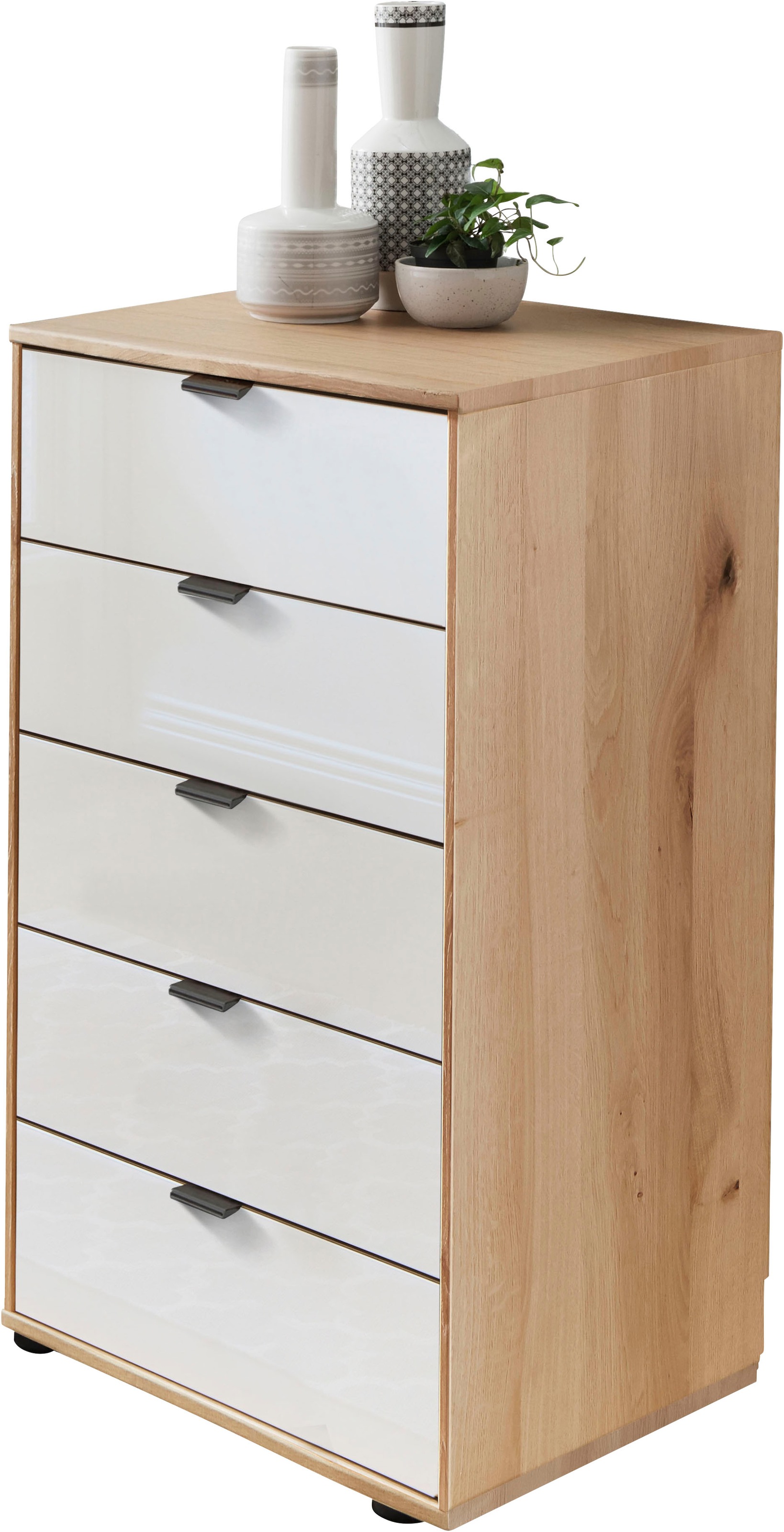 WIEMANN Schubkastenkommode »Cardiff Sideboard, Wäscheschrank, teilmassiv Bianco-Eiche, Schubladen« Glas- oder Massivholzfront, verschiedene Breiten, MADE IN GERMANY, Schubkästen inklusive Selbsteinzug und Dämpfung