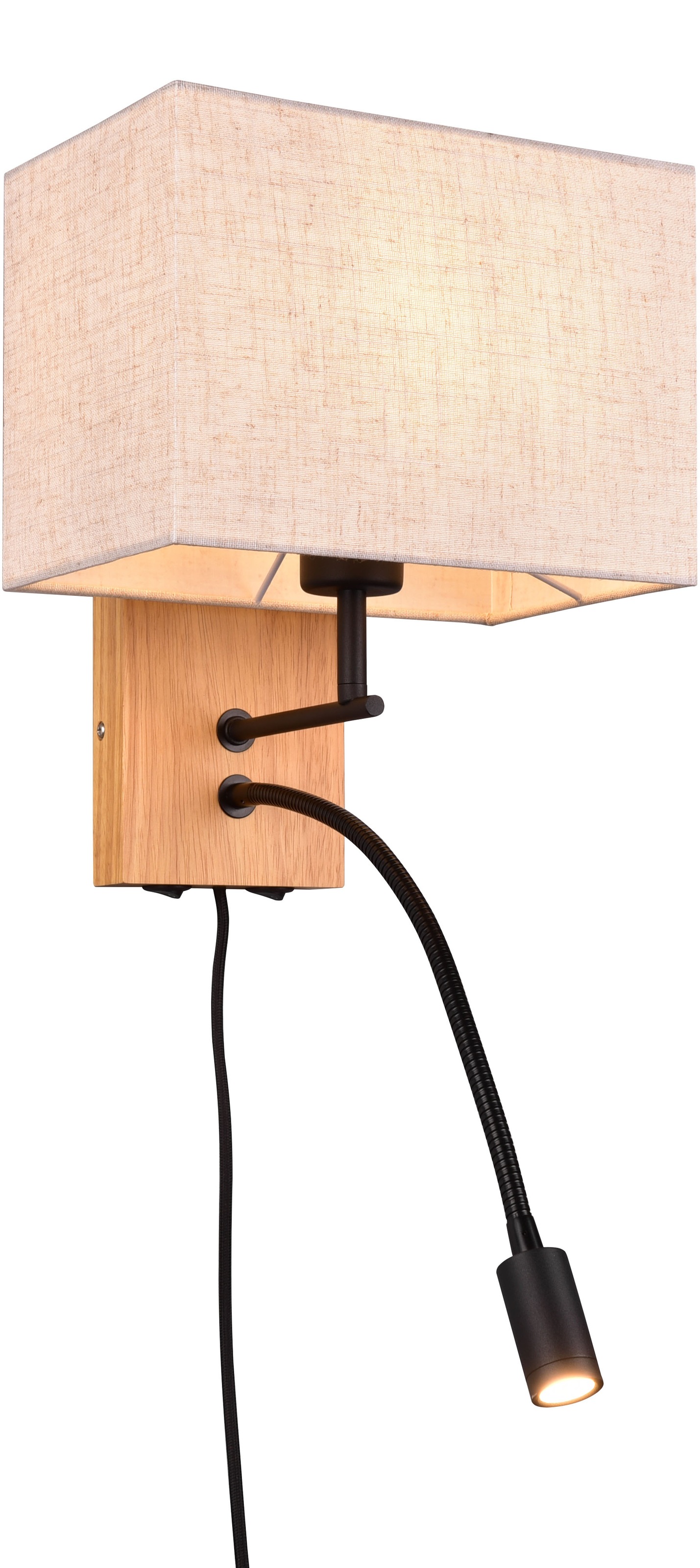 TRIO Leuchten LED Wandleuchte »NILAM, Wandlampe exkl 1xE27 max 28W mit LED Leselicht 3,1W warmweiß« E27 LED-Board 1 Stk. warmweiß - kaltweiß Schlafzimmer Wandlampe mit LED Lesearm flexibel, getrennt schaltbar