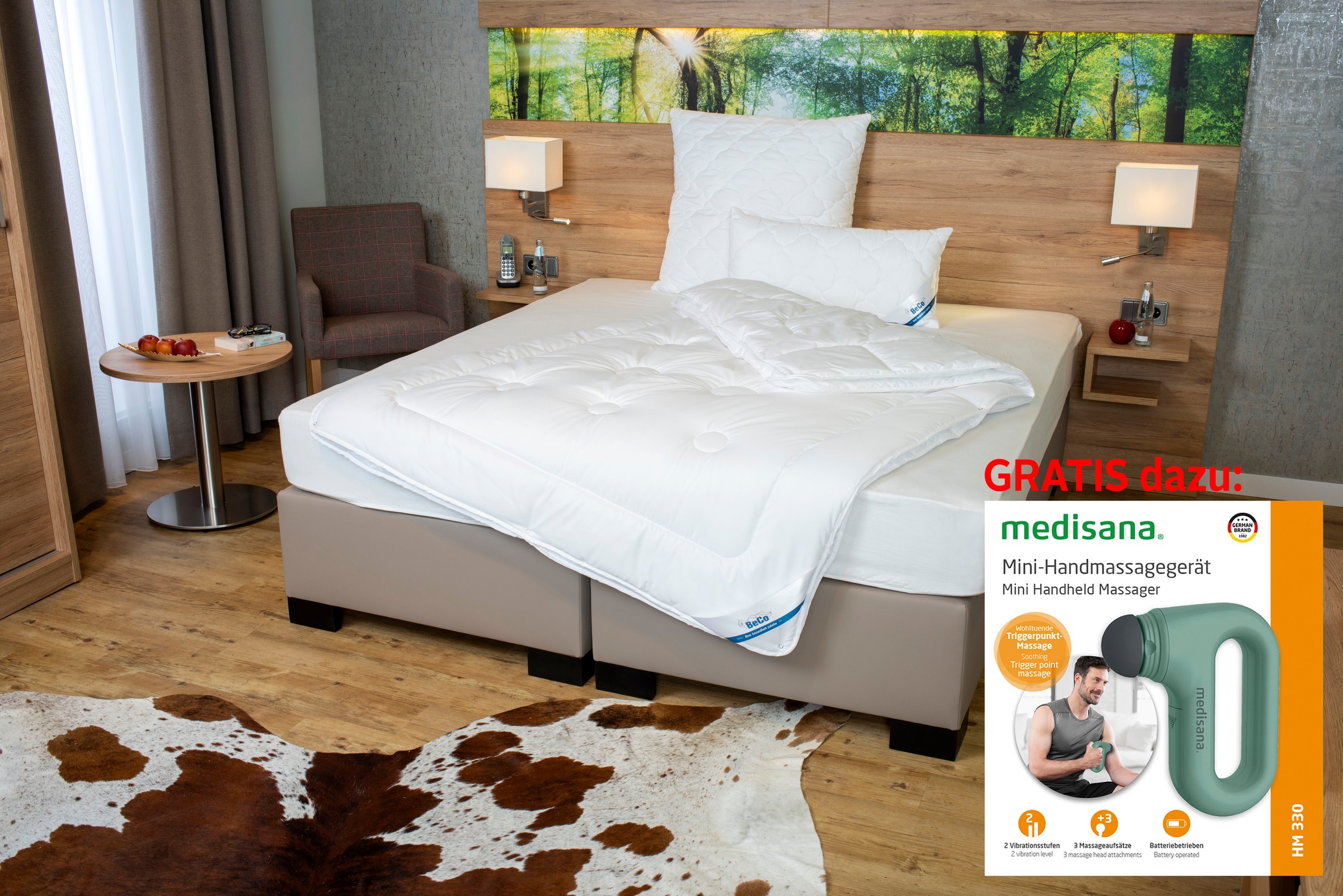 Beco Microfaserbettdecke »Royal Soft Duo, Bettdecke 135x200 und weitere Größen!« 4-Jahreszeiten Füllung Polyester Bezug Microfaser 1 Stk. tlg. 2-in-1 Wohlfühlpaket: Bettdecke & gratis Handmassagegerät