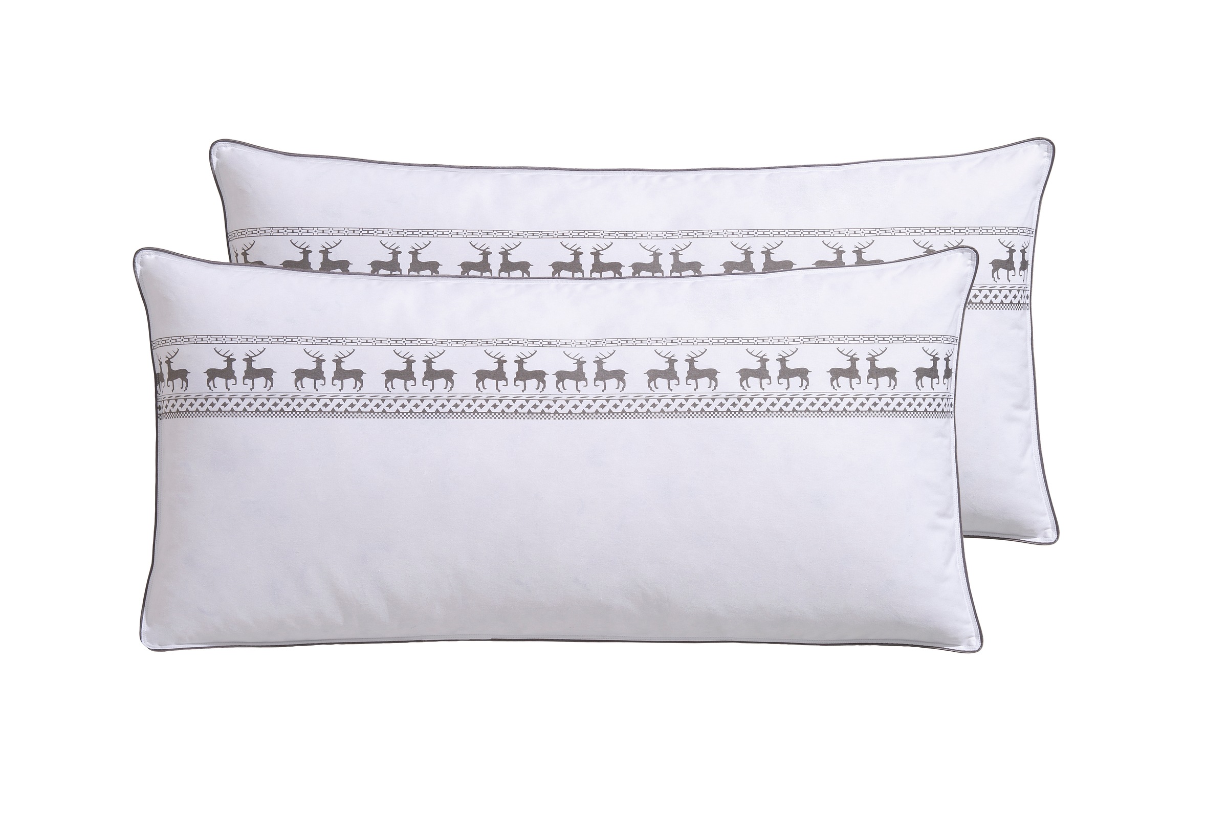Älgdröm Federkopfkissen »Forsakar, Kopfkissen in 40x80 cm, 80xc80 cm, 2-tlg.« Füllung: 100Federn Bezug: Baumwolle Set, Kissenset, 2 Stk. tlg. Kissen im Spar-Set, Made in Germany, mit Elch-Aufdruck