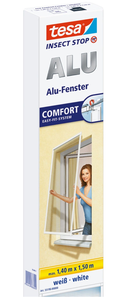 tesa Insektenschutz-Fensterrahmen »Insect Stop ALU Comfort Fliegengitter für Fenster - 1.4 m : 1.5 m« Packung, Fliegennetz, Aluminiumrahmen, 1 Stk. tlg. Insektenschutz für Fenster - Aluminiumrahmen