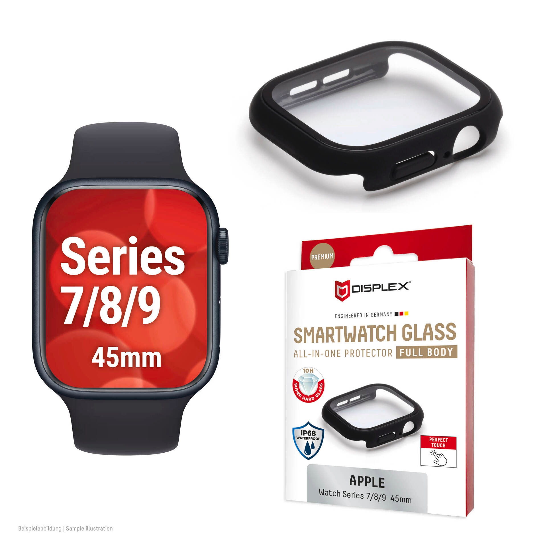 Displex Displayschutzglas »Smartwatch Glass All-In-One Protector Full Body« für Apple Watch Series 7 45 mm;Apple Watch Series 8 45 mm;Apple Watch Series 9 45 mm Displayschutzfolie, Schutzfolie, Bildschirmschutz, kratz- & stoßfest