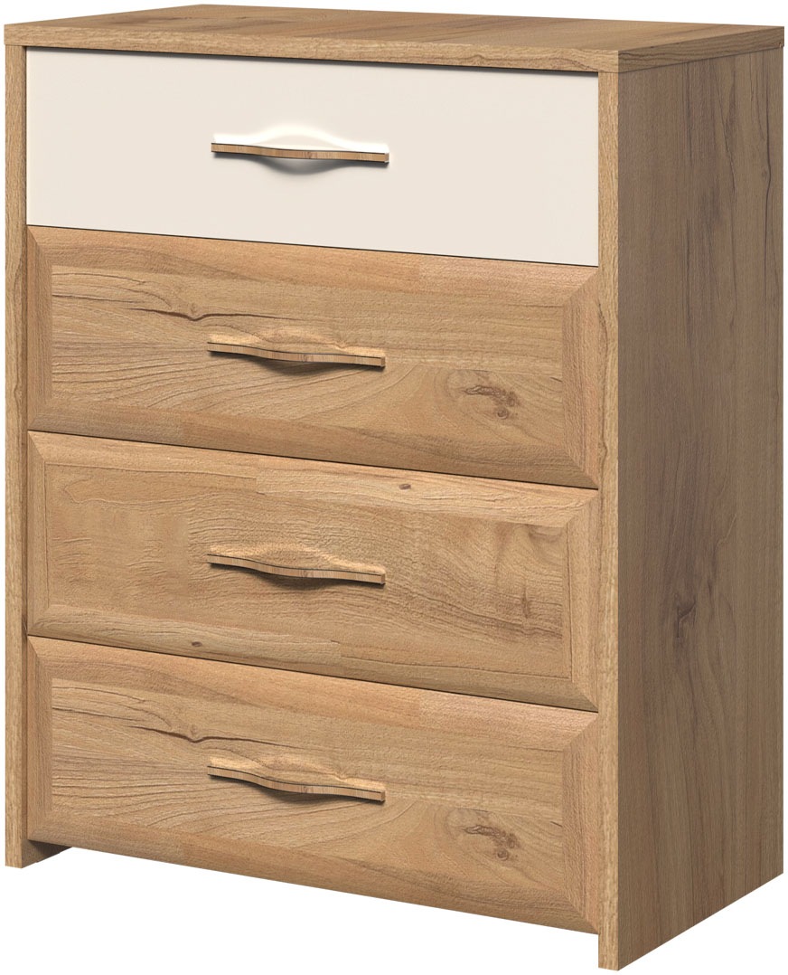 Home affaire Kommode »Gala, melaminbeschichtet,1 Schublade beige hochglänzend UV lackiert« Soft-Close Funktion, Maße: B/T/H 86/46/105cm, Sideboard mit 4 Schubladen, klassische Rahmenoptik, FSC®-zertifiziert