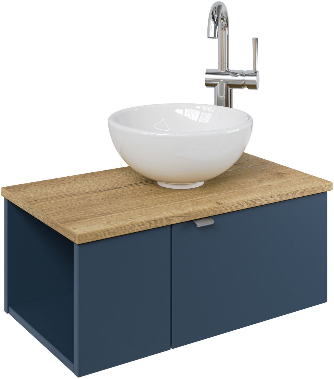 Saphir Waschtisch »Serie 6915 Waschschale mit Unterschrank für Gästebad, Gäste WC« Keramik-Aufsatzbecken, Waschtischplatte, Waschtischunterschrank, 3 Stk. tlg. 61 cm mit Keramik-Aufsatzbecken, 2 Türen und 1 Fach