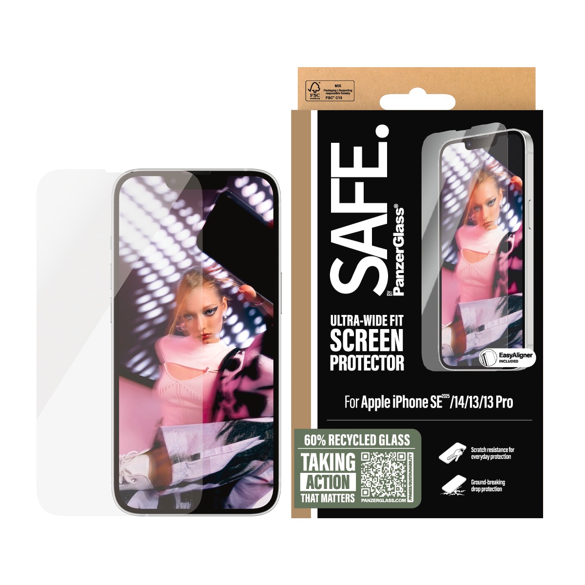 SAFE by PanzerGlass Displayschutzglas »Ultra-Wide Fit Screen Protection« für Apple iPhone 16e;Apple iPhone 14;Apple iPhone 13/13 Pro Displayschutzfolie, Schutzfolie, Bildschirmschutz, kratz- & stoßfest