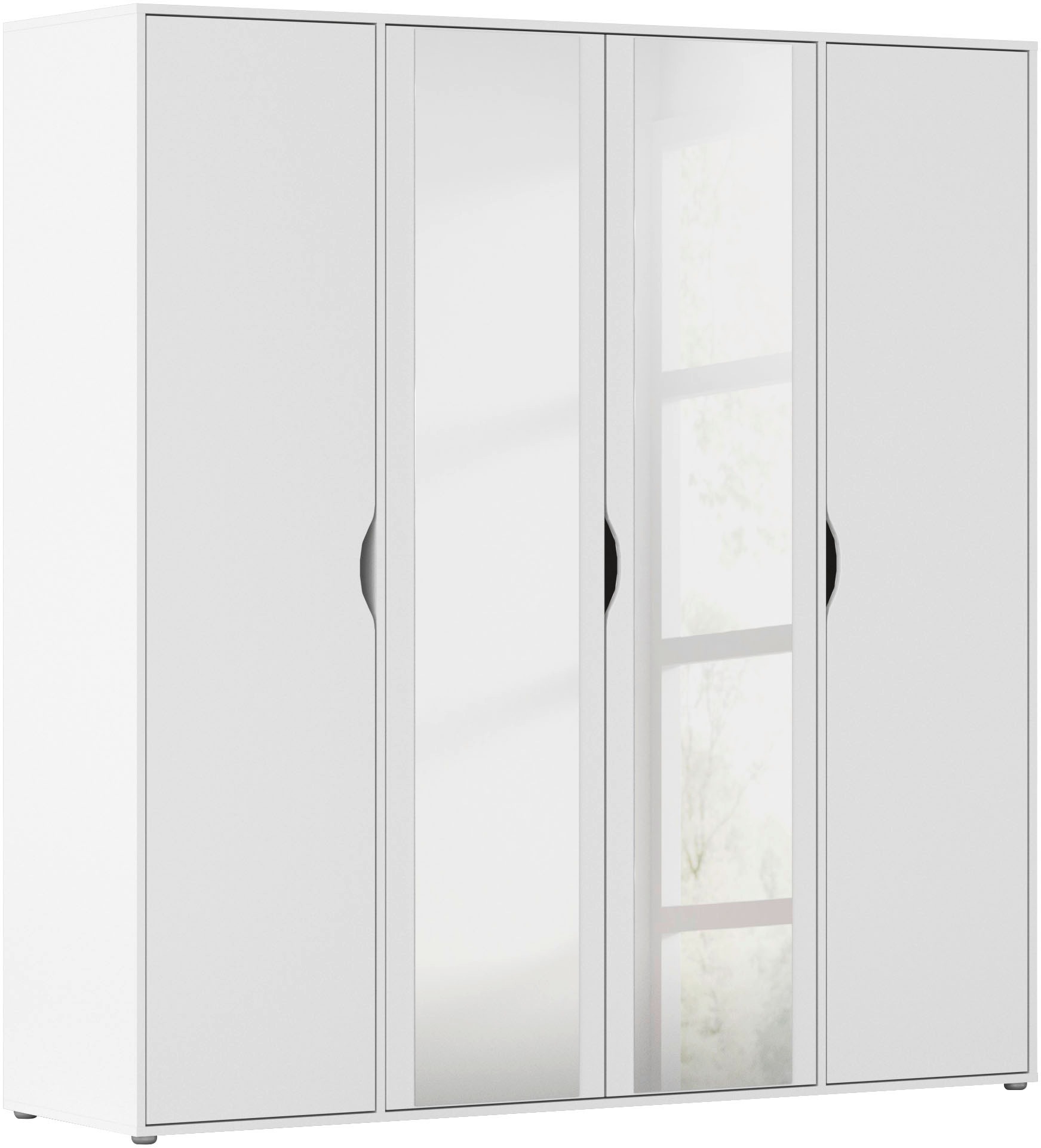 rauch Drehtürenschrank »Kleiderschrank Schrank Garderobe Wäscheschrank NARAI mit Spiegel« in 3 verschiedenen Ausstattungen BASIC/CLASSIC/PREMIUM, Griffausfräsungen für eine grifflose Optik TOPSELLER MADE IN GERMANY