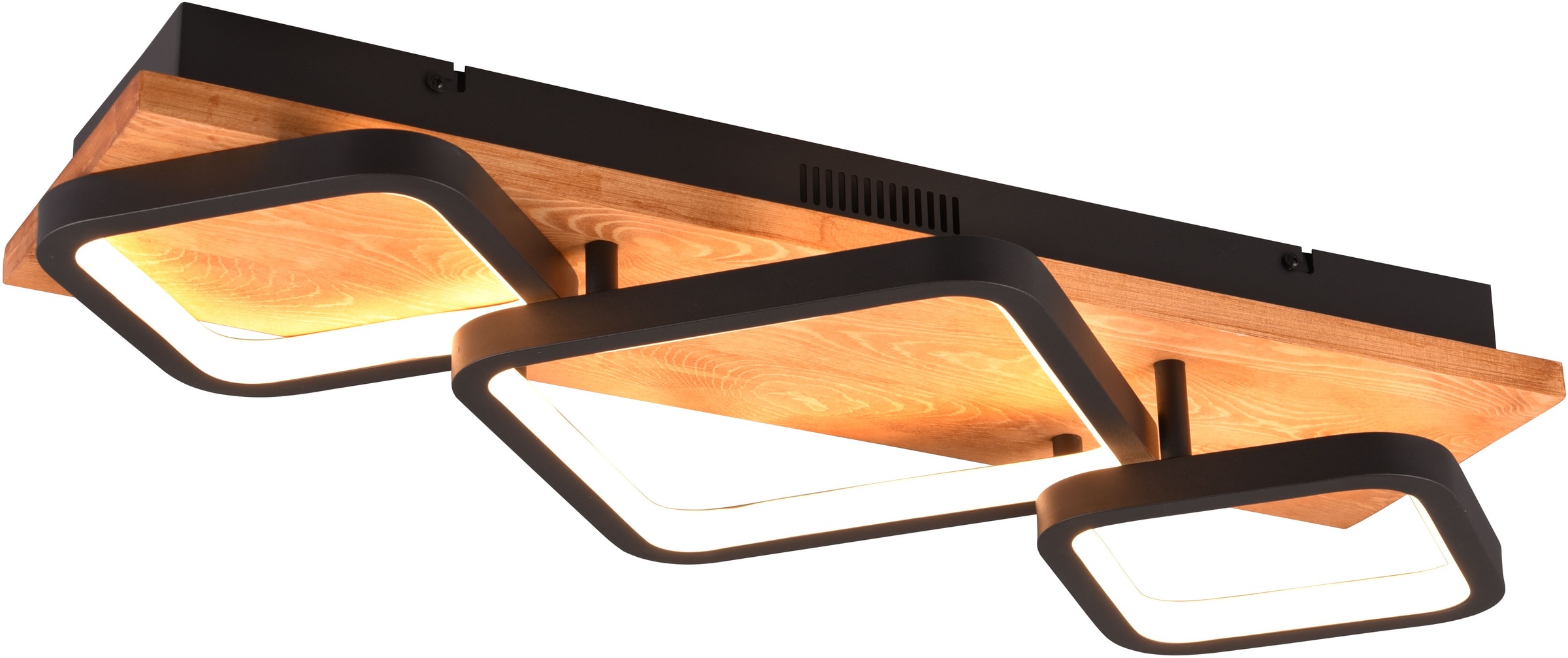 TRIO Leuchten LED Deckenleuchte »RAMA, LED Wandlampe oder Deckenlampe mit 4 Stufen Switch Dimmer« LED-Board 1 Stk. Warmweiß LED warmweiß & 3800 Lumen indirektes Licht Holz Deckenlampe Wohnzimmer