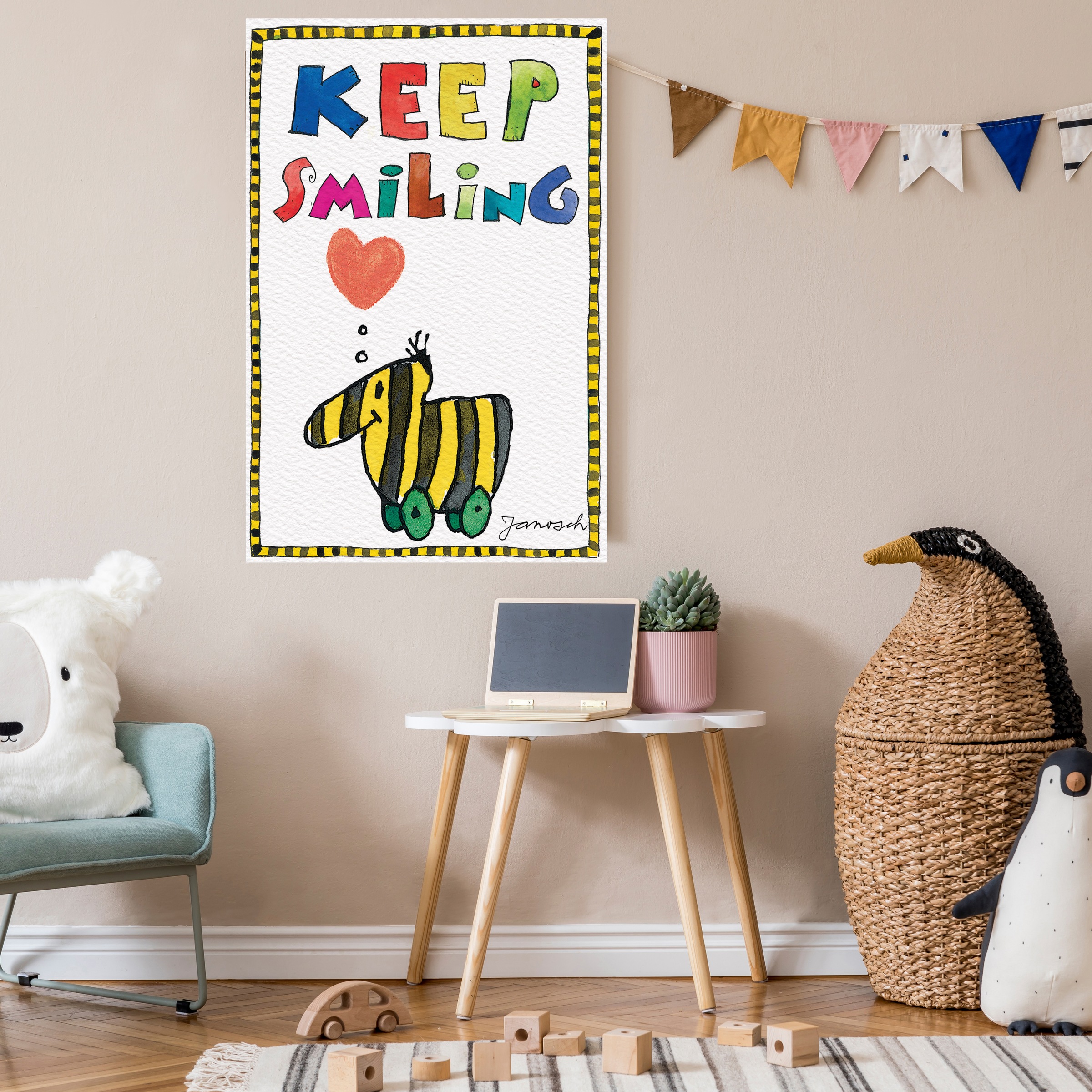 LuckyLinde Leinwandbild »Tigerente mit Herz« Ente Enten Figuren Filmfiguren Herzbilder Herzen Liebessprüche Motivationsbilder Natur Schriftzug Sprüche Tiere Tiger little star 1 Stk. tlg. Exklusive JANOSCH Kindermotive