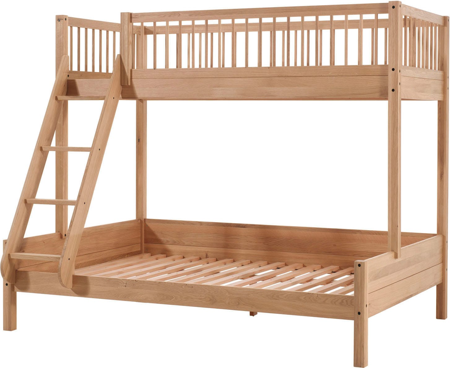 Vipack Etagenbett »Forrest Massivholzbett Made in Europe, stabil und hochwertig gebaut« Liegefläche 90/140x200 cm, mit Leiter, Rolllattenrost, mit Absturzschutz oben in Sprossenoptik, Eiche natur geölt