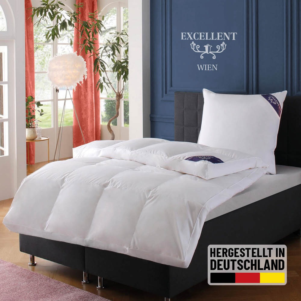 Excellent Daunenbettdecke »Wien, Bettdecken für Sommer und Winter, Decke« polarwarm Füllung 90Daunen10Federn 1 Stk. tlg. Bettdecke 135x200 cm, made in Germany, allergiker geeignet (Hausstaub)