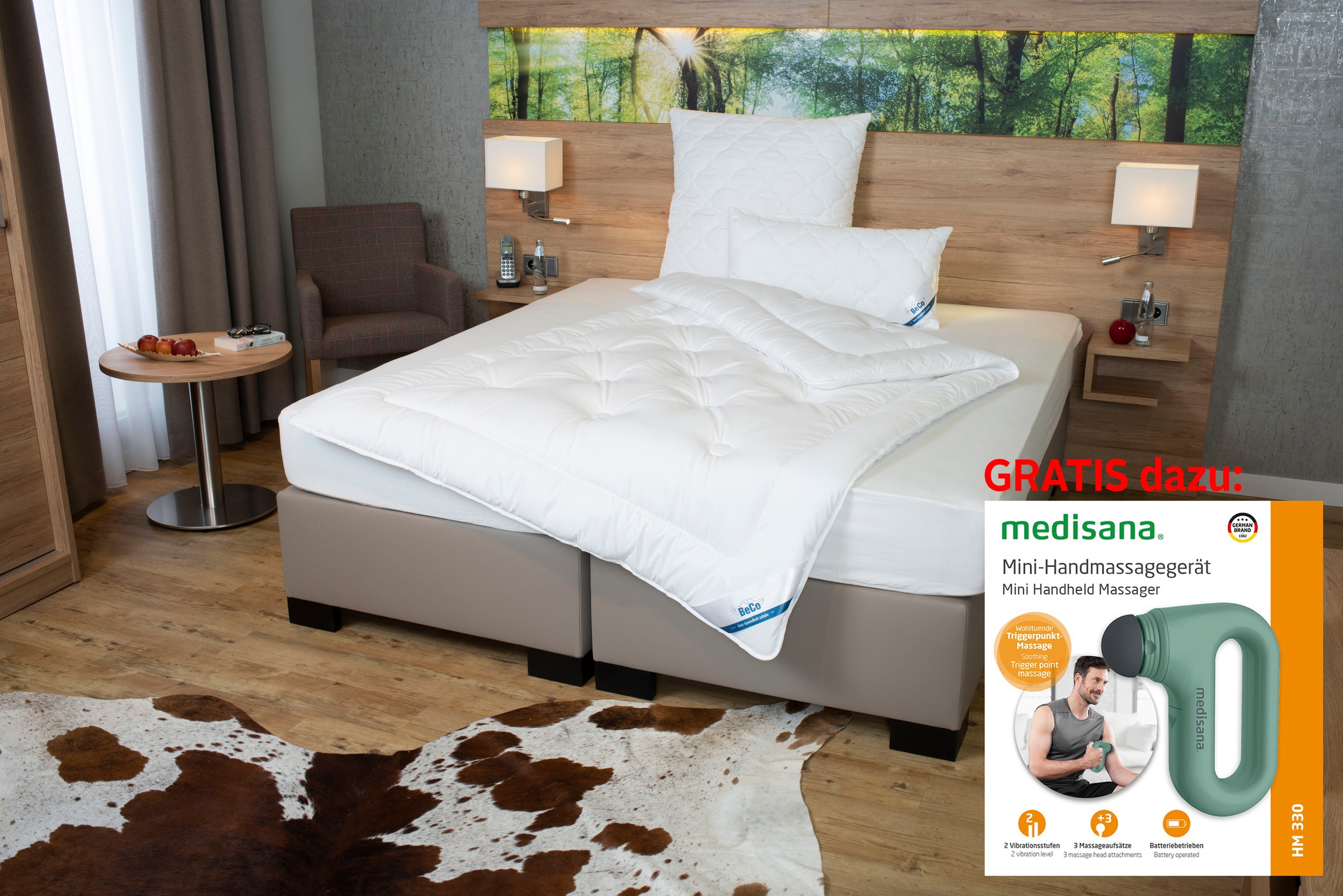 Beco Microfaserbettdecke »Royal Soft Duo, Bettdecke 135x200 und weitere Größen!« warm Füllung Polyester Bezug Microfaser 1 Stk. tlg. 2-in-1 Wohlfühlpaket: Bettdecke & gratis Handmassagegerät