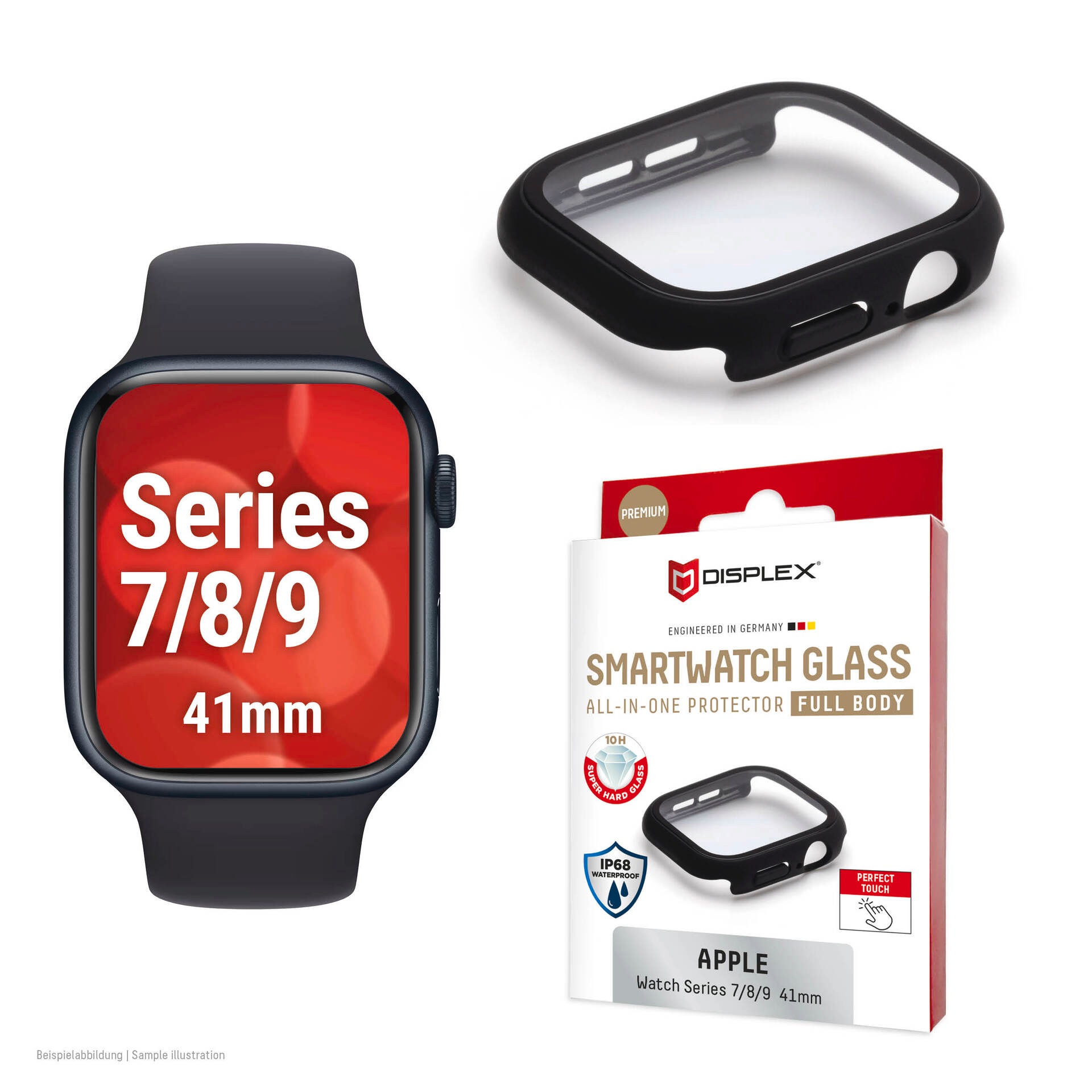 Displex Displayschutzglas »Smartwatch Glass All-In-One Protector Full Body« für Apple Watch Series 7 41 mm;Apple Watch Series 8 41 mm;Apple Watch Series 9 41 mm Displayschutzfolie, Schutzfolie, Bildschirmschutz, kratz- & stoßfest