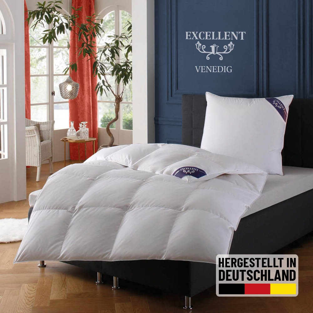 Excellent Daunenbettdecke »VENEDIG, Bettdecken für Sommer und Winter, Decke« warm Füllung 90Daunen10Federn 1 Stk. tlg. Bettdecke 135x200 cm, 155x220cm und weitere Größen, Made in Germany