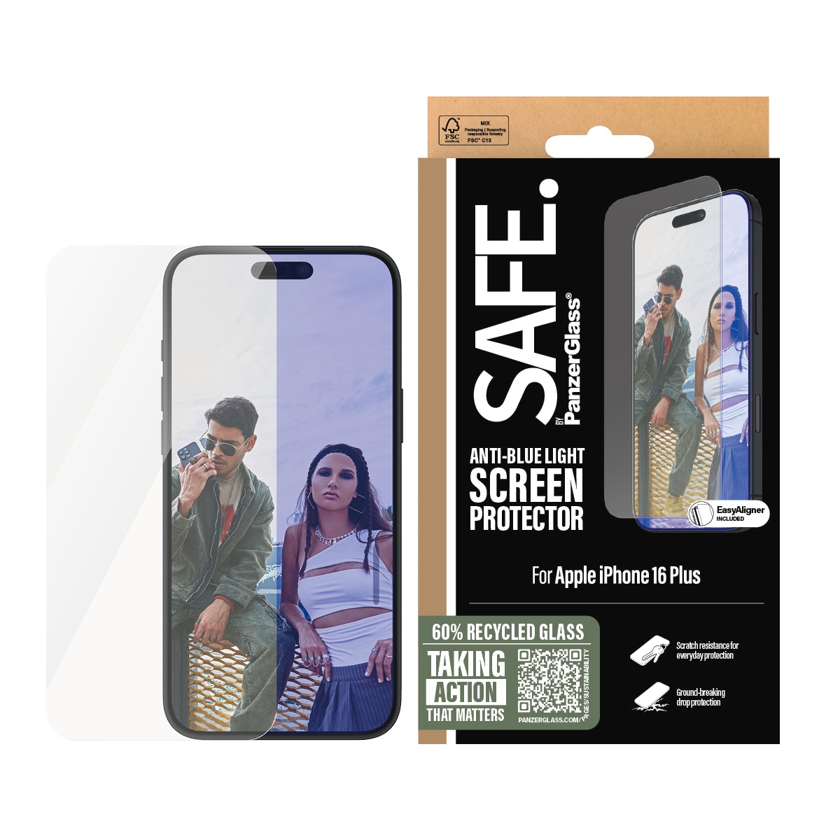 SAFE by PanzerGlass Displayschutzglas »Anti-Blue Light Screen Protection« für Apple iPhone 16 Plus;Apple iPhone 15 Plus 1 Stk. tlg. Displayschutzfolie, Schutzfolie, Bildschirmschutz, kratz- & stoßfest