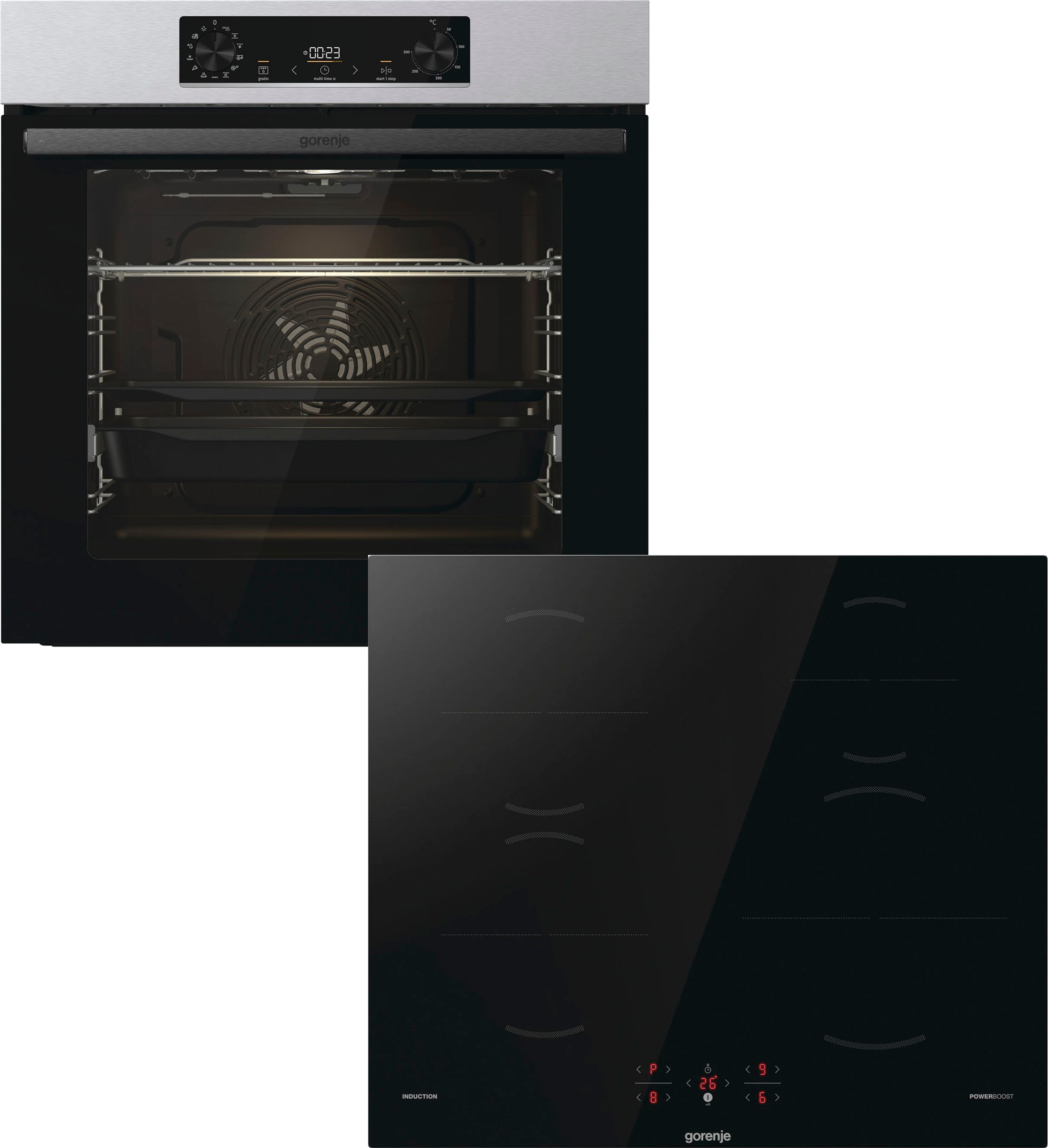 GORENJE Backofen-Set »Pacific Backofen-Set Basic Induktion 2021« mit 1-fach-Teleskopauszug Aqua Clean Set, 2 Stk. tlg. Pizzafunktion mit 300 °C – perfekt für Pizza, Focaccia und mehr!