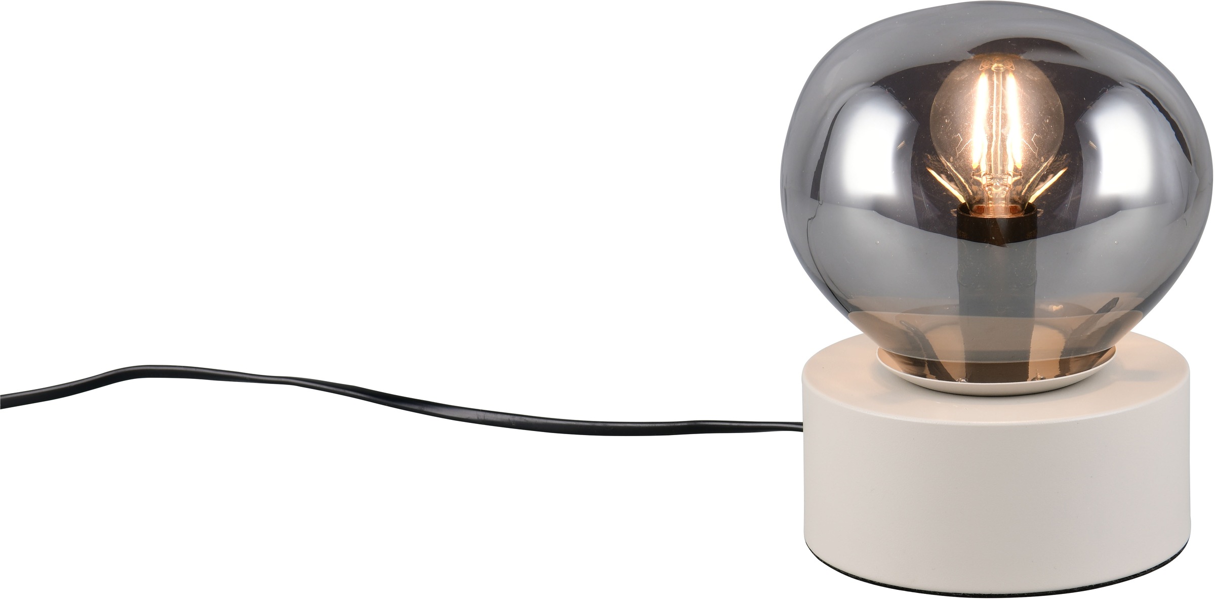 s.Oliver Tischleuchte »ANJELLA, On/Off-Touch Tischleuchte exkl 1x E14, warm grey (beige)« E14 1 Stk. warmweiß - kaltweiß mit mundgeblasenem Glasschirm in rauchgrau, 18,5 x Ø14,5cm, max 10W