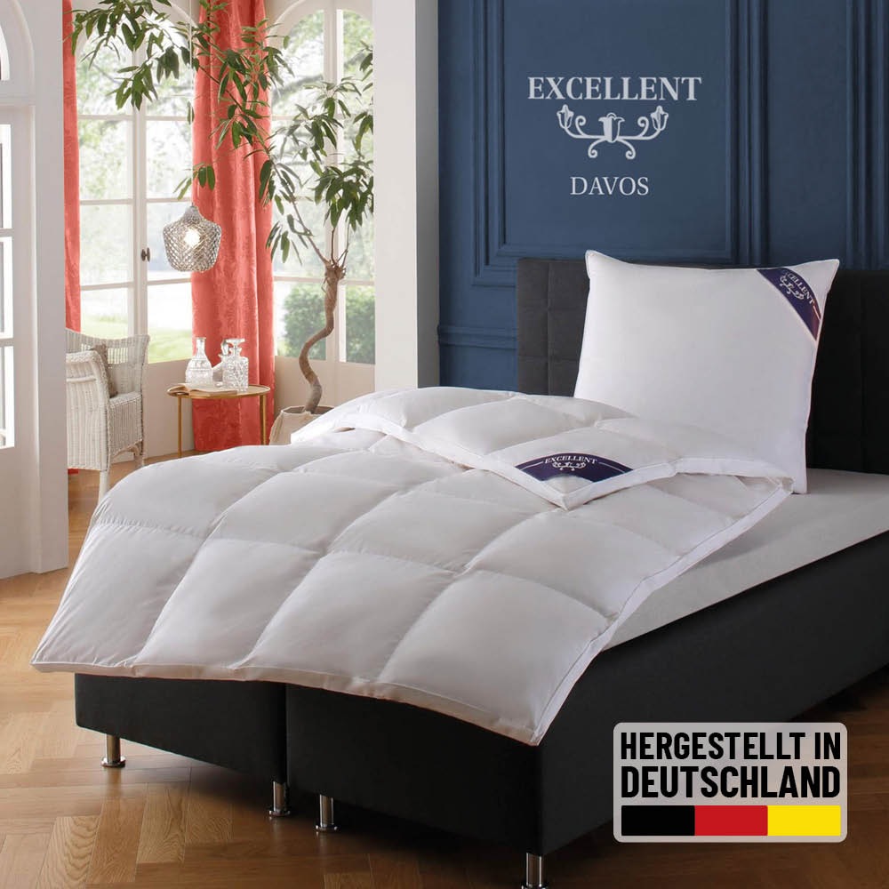 Excellent Gänsedaunenbettdecke »Davos, Bettdecken für Sommer und Winter, Decke« extrawarm Füllung 100Gaensedaunen 1 Stk. tlg. Bettdecke 135x200 cm, 155x220cm und weitere Größen, Made in Germany