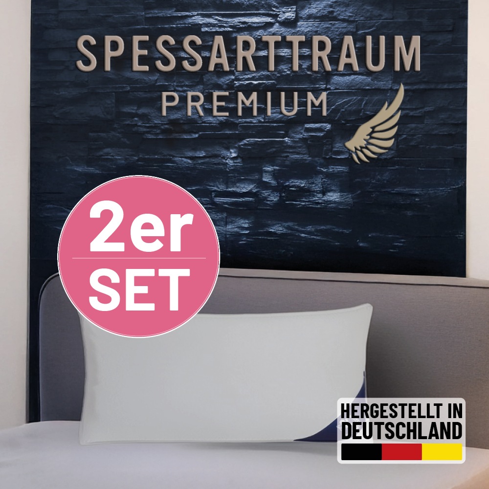 SPESSARTTRAUM Gänsefederkopfkissen »Premium, Kopfkissen 2-tlg. 40x80 oder 80x80 cm« Füllung: 100GaensefedernKlasse1Downpasszertifiziert 2 Stk. tlg. Seitenschläfer & Rückenschläfer, Hergestellt in Deutschland