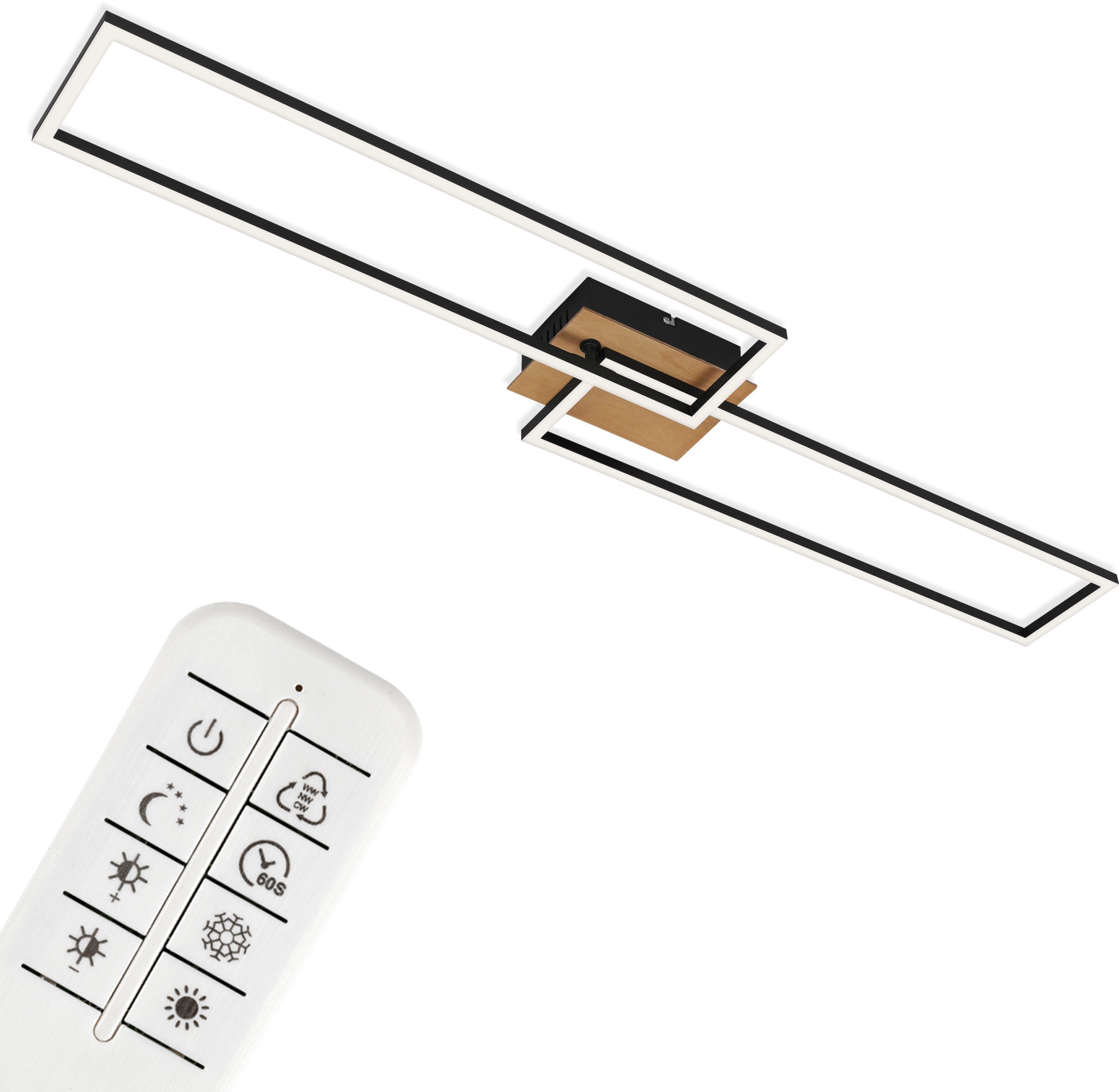 Briloner Leuchten LED Deckenleuchte »3145014 FRAME« LED-Board Kaltweiß Neutralweiß Tageslichtweiß Warmweiß Deckenlampe, 110x24,8x8,5cm, Schwarz, 40W, Wohnzimmer, Schlafzimmer