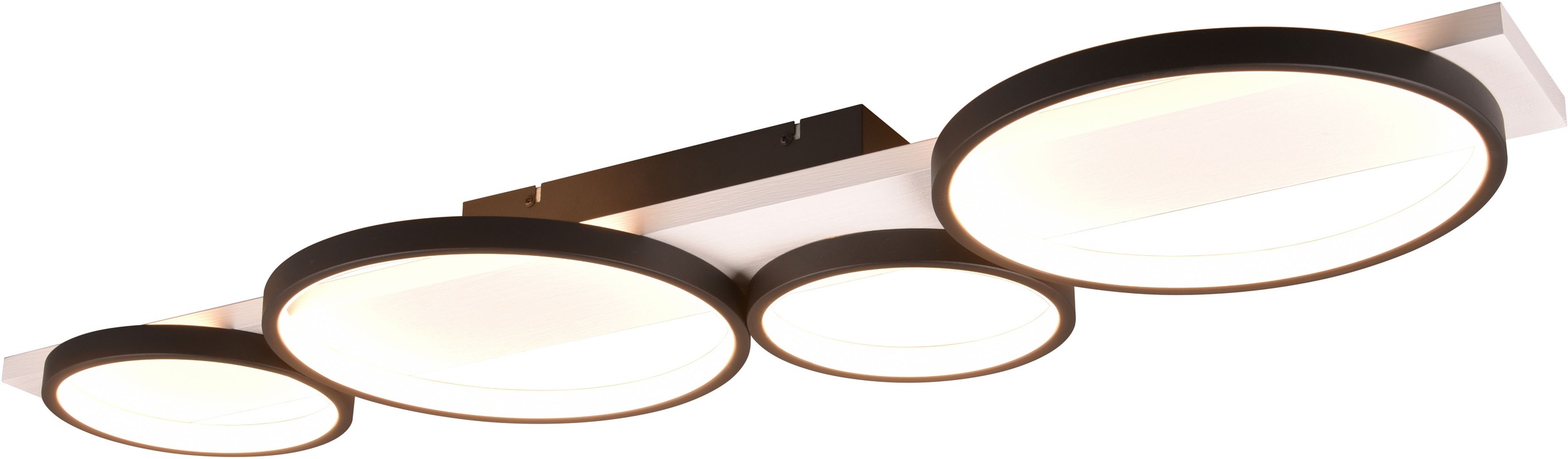 TRIO Leuchten LED Deckenleuchte »MEDERA, Deckenlampe LED Ringe mit Holz Deko 44W 5100 Lumen warmweiß« LED-Board 1 Stk. Warmweiß als Wandlampe oder Deckenlampe einsetzbar dimmbar über Wandschalter