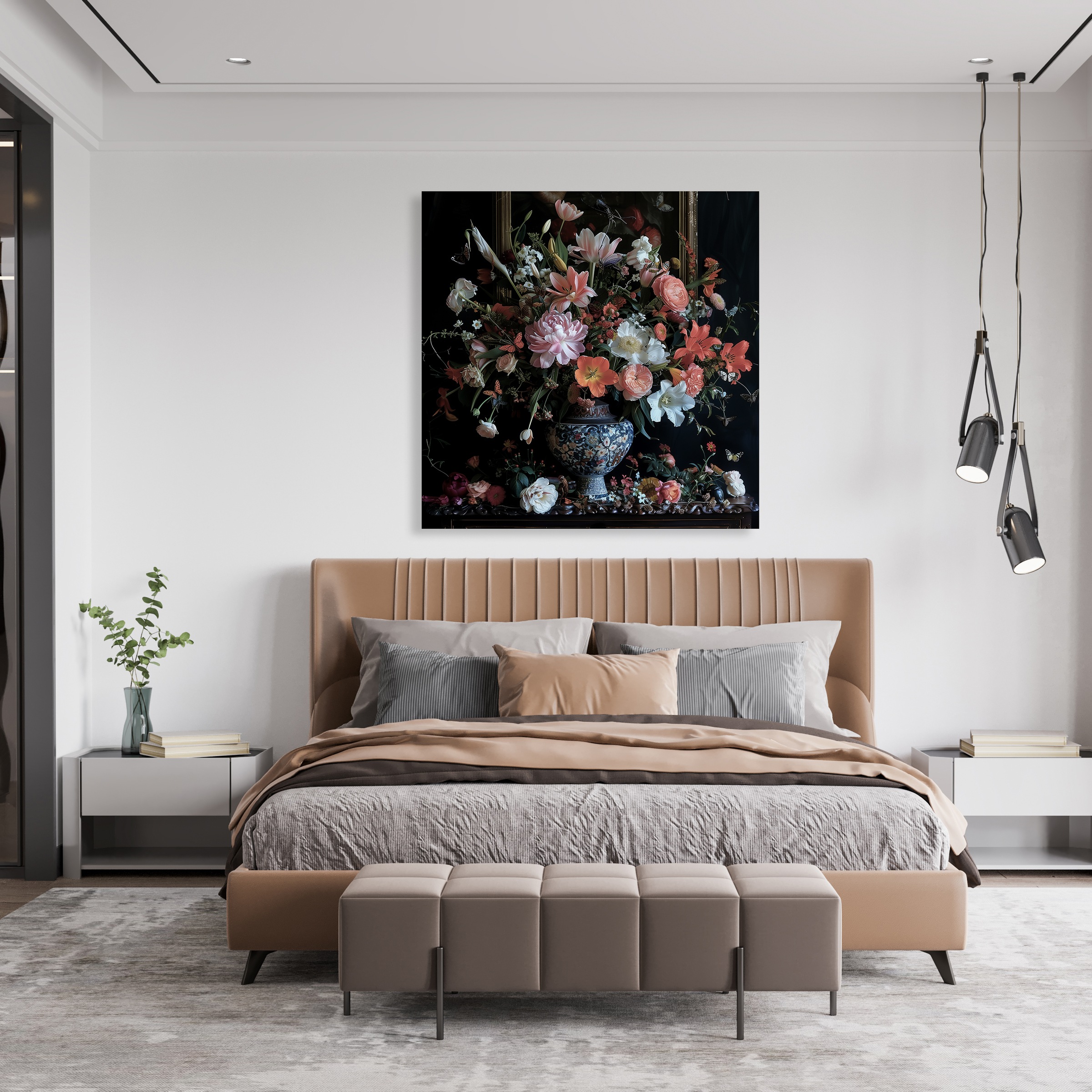 queence Leinwandbild »Blumenstrauß« Blumenbilder Gemälde Kunst Pflanzen Pflanzenbilder Romantisch Stillleben Vasen Vasen & Töpfe 1 Stk. tlg. Premium-Leinwandstoff, Handarbeit aus Deutschland