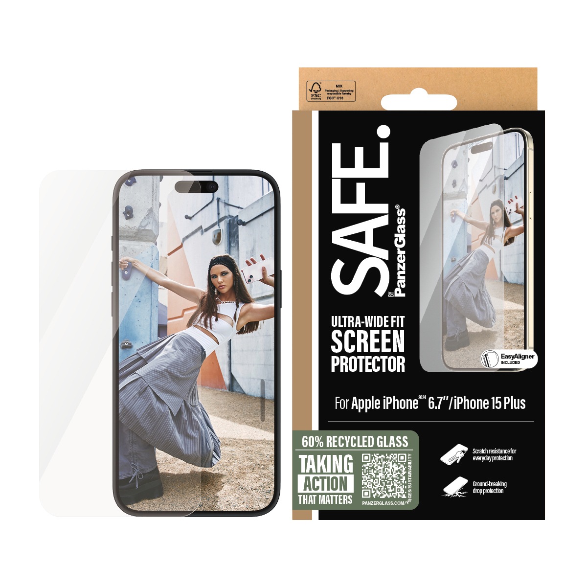 SAFE by PanzerGlass Displayschutzglas »Ultra-Wide Fit Screen Protection« für Apple iPhone 16 Plus;Apple iPhone 15 Plus 1 Stk. tlg. Displayschutzfolie, Schutzfolie, Bildschirmschutz, kratz- & stoßfest