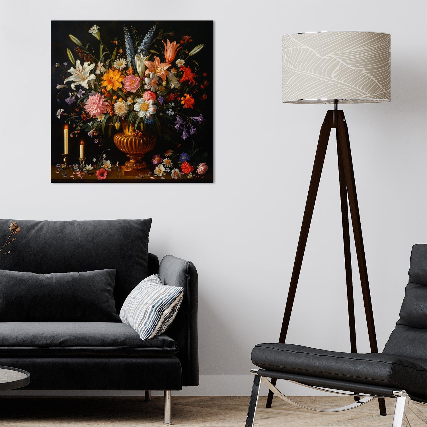 queence Leinwandbild »Blumenstrauß und Kerzen« Blumen & Gärten   Blumenbilder   Gemälde   Kunst   Pflanzen   Pflanzenbilder   Romantisch   Stillleben   Vasen   Vasen & Töpfe 1 Stk. tlg. Premium-Leinwandstoff, Handarbeit aus Deutschland