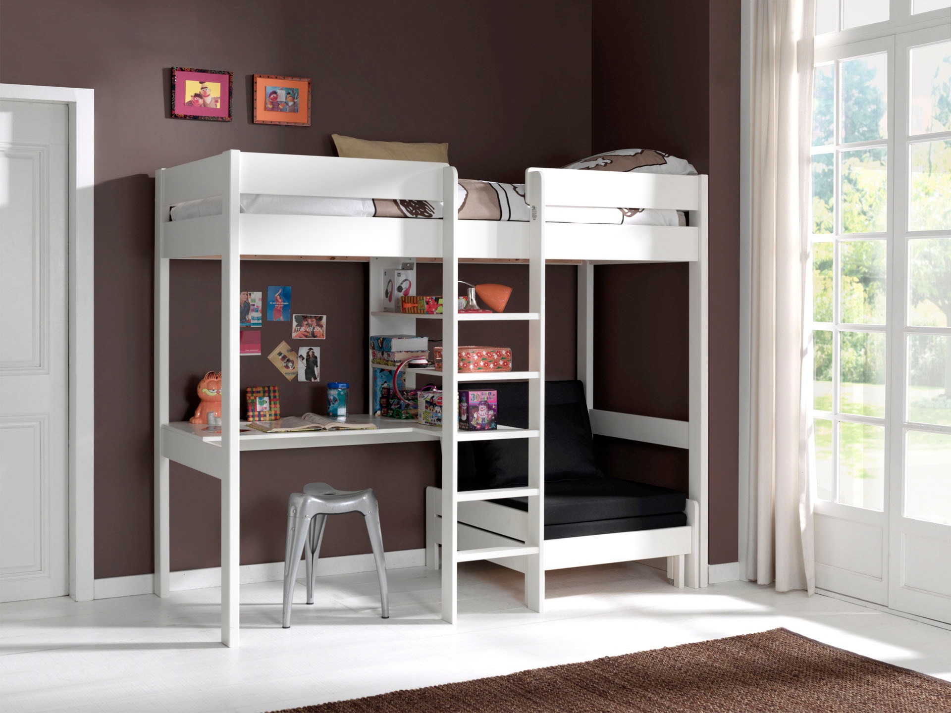 Vipack Hochbett »Pino, Kiefer massiv, viel Funktion auf kleinem Raum, Made in Europe« B/H/T ca. 208x175x105/206cm, inkl. Schlafsessel, Schreibtisch, Regal, inkl. Rolllattenrost, Absturzschutz oben, 2 Farben zur Auswahl