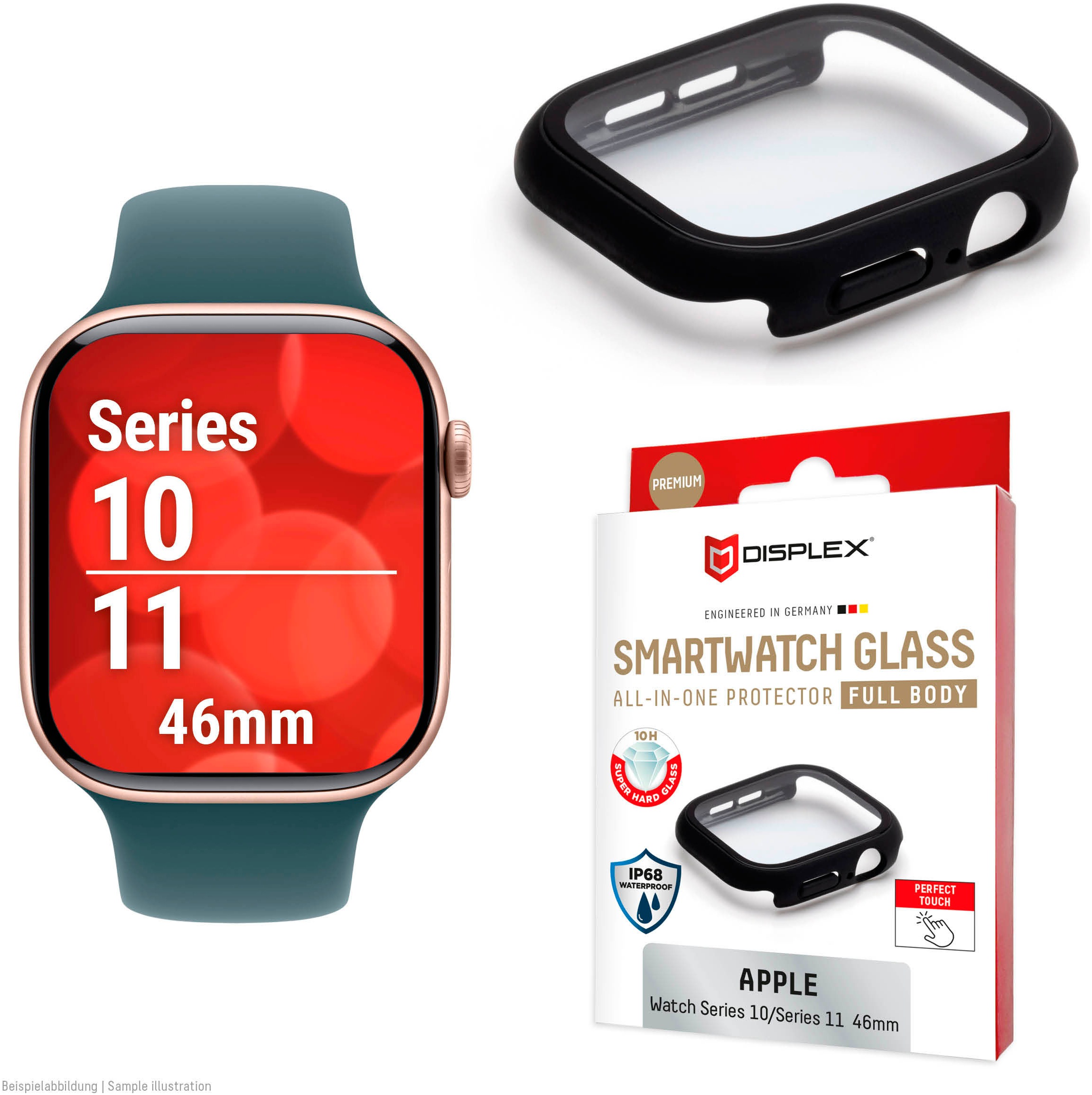Displex Displayschutzglas »Smartwatch Glass All-In-One Protector Full Body« für Apple Watch Series 10 46 mm;Apple Watch Series 11 46 mm Displayschutzfolie, Schutzfolie, Bildschirmschutz, kratz- & stoßfest
