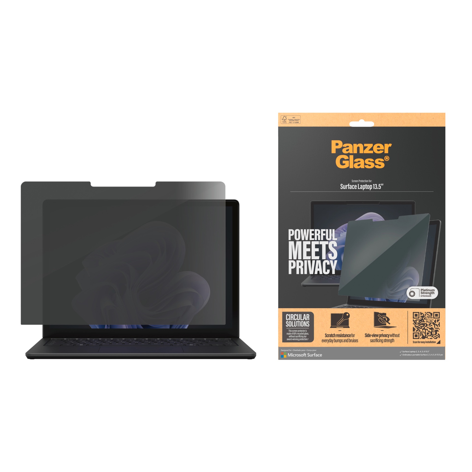 CARE by PanzerGlass Displayschutzfolie »Privacy Filter Screen Protector« für Microsoft Laptop 13,5 2nd/3rd/4th/5th/6th Edition Displayschutz, Schutzfolie, Blickschutz, kratz- & stoßfest