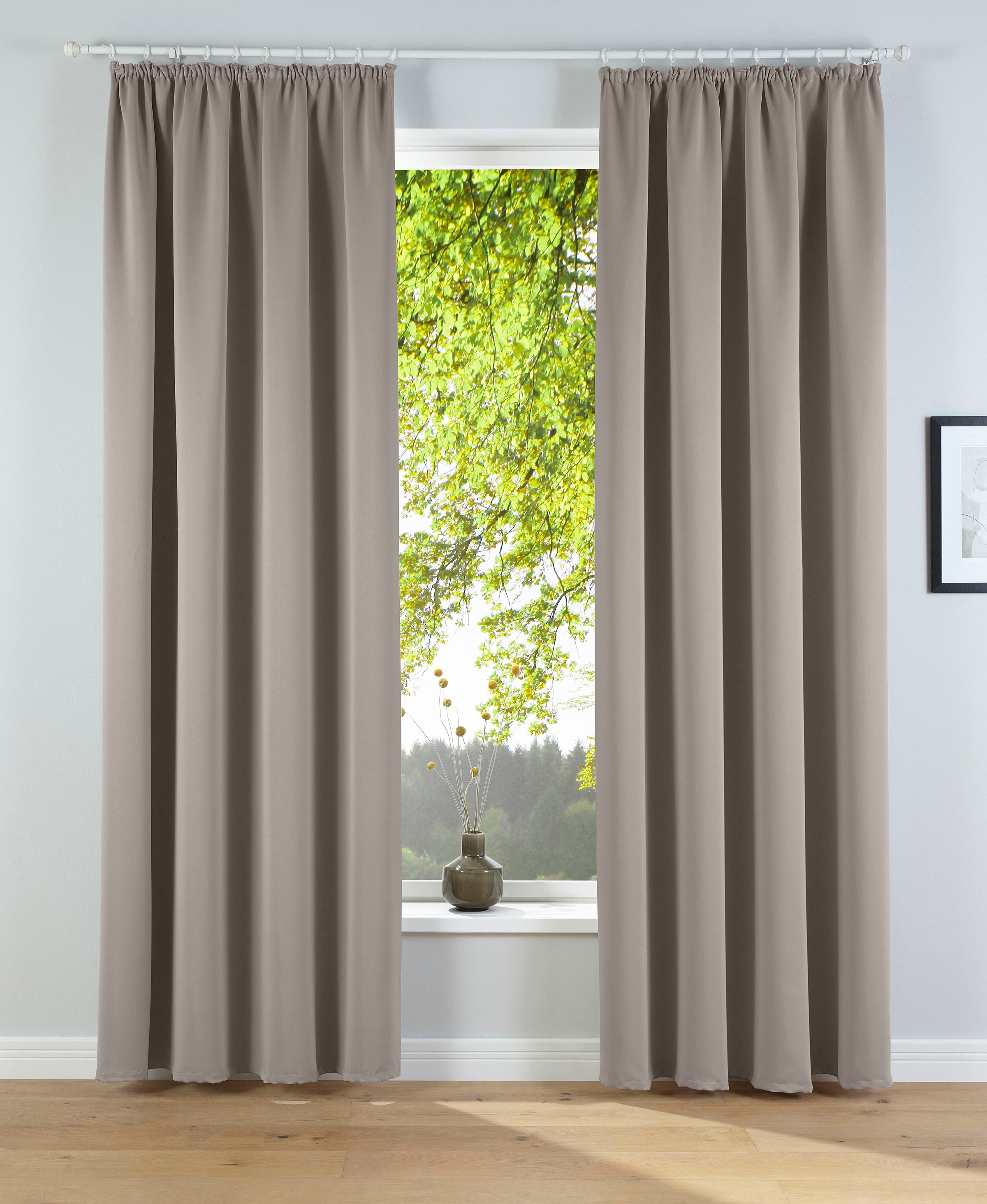 my home Verdunkelungsvorhang »Solana, Gardinen mit Kräuselband, Vorhänge, Wohnzimmer, modern,« Kräuselband 2 Stk. tlg. 2er-Set Verdunklungsvorhang mit Thermofunkltion, Bestseller, einfarbig