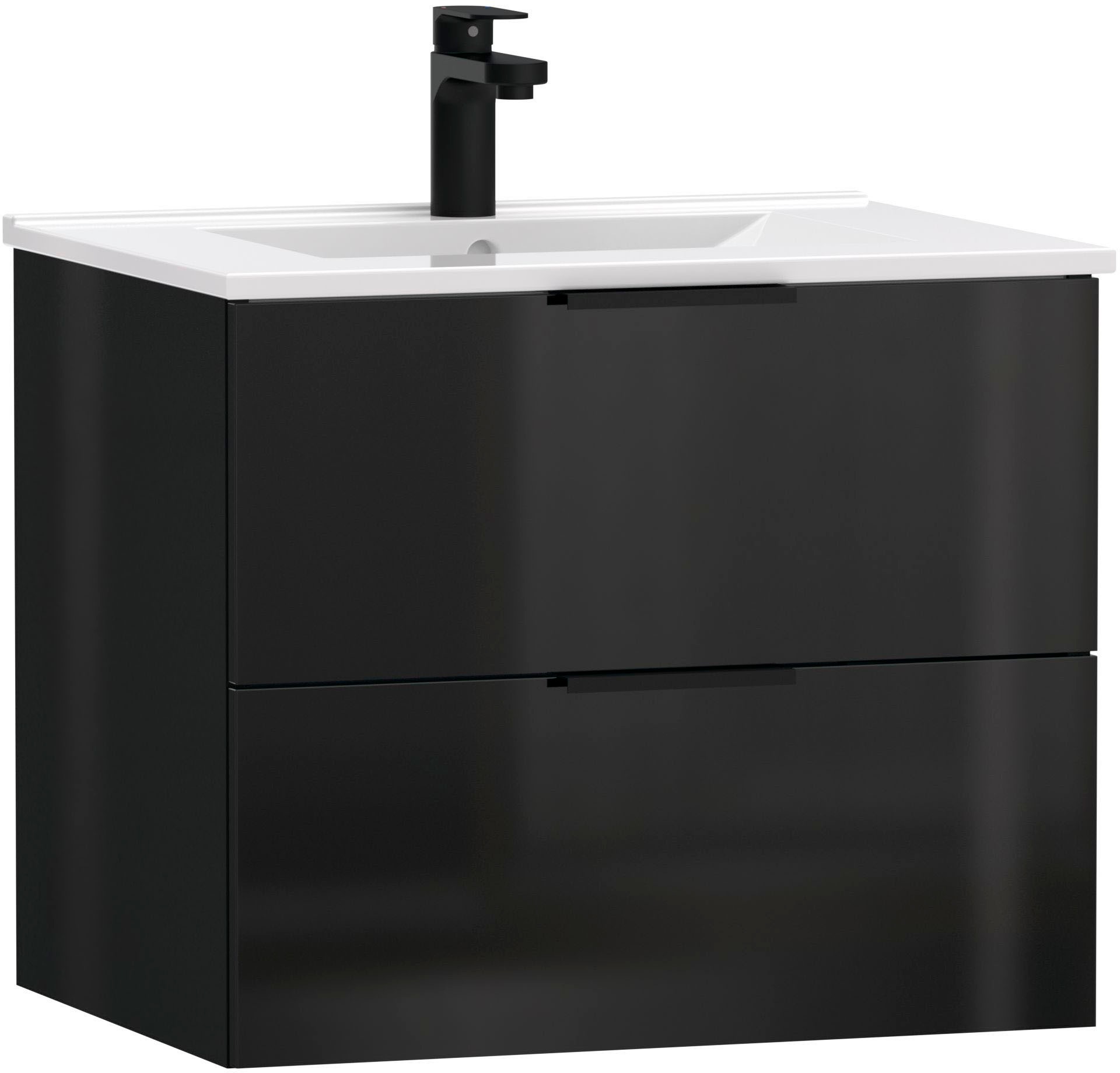 welltime Waschtisch »Athen Badezimmerschrank mit Softclose Funktion WC Bad 60 cm« Set, Unterschrank und Becken, Waschplatz mit 2 Schubladen und Waschbecken Badmöbel Unterschrank